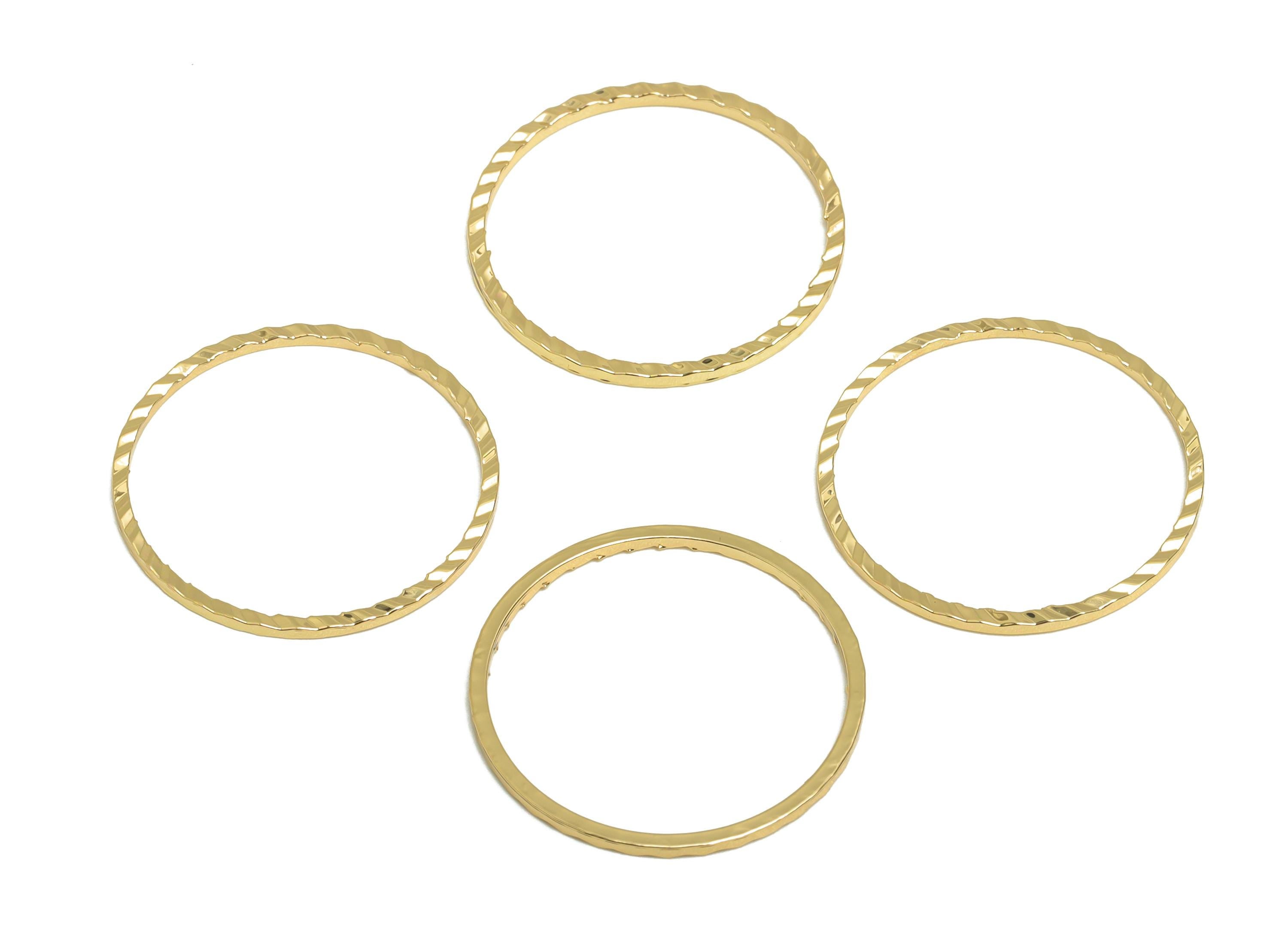 20mm Gold Round Connector - Textured Circle Jewelry - Brass Geometry Minimalist Jewelry - DIY Jewelry - 18K Real Gold Plated - RGP9289-20 - DOMEDBAZAAR