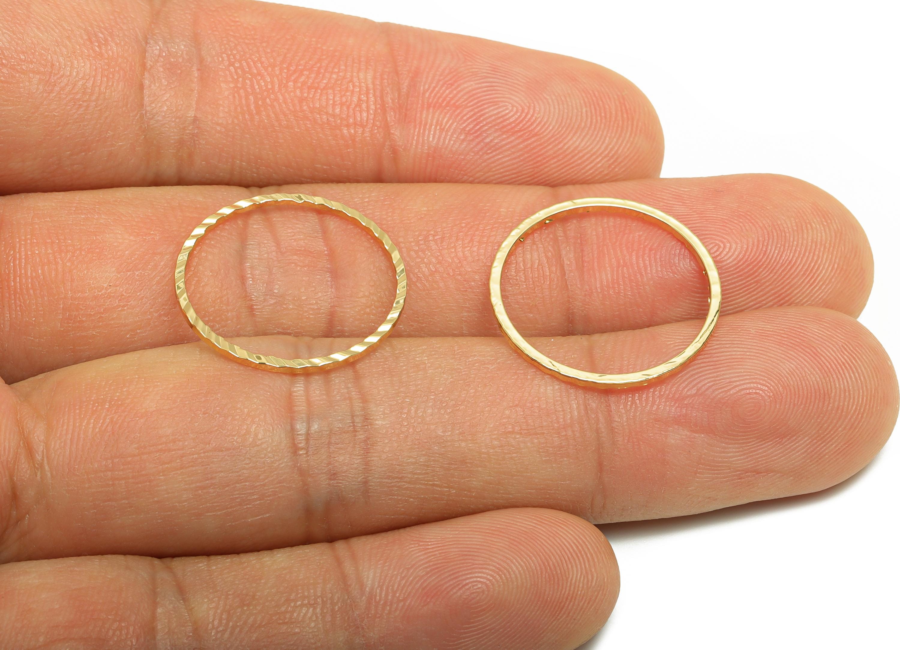 20mm Gold Round Connector - Textured Circle Jewelry - Brass Geometry Minimalist Jewelry - DIY Jewelry - 18K Real Gold Plated - RGP9289-20 - DOMEDBAZAAR