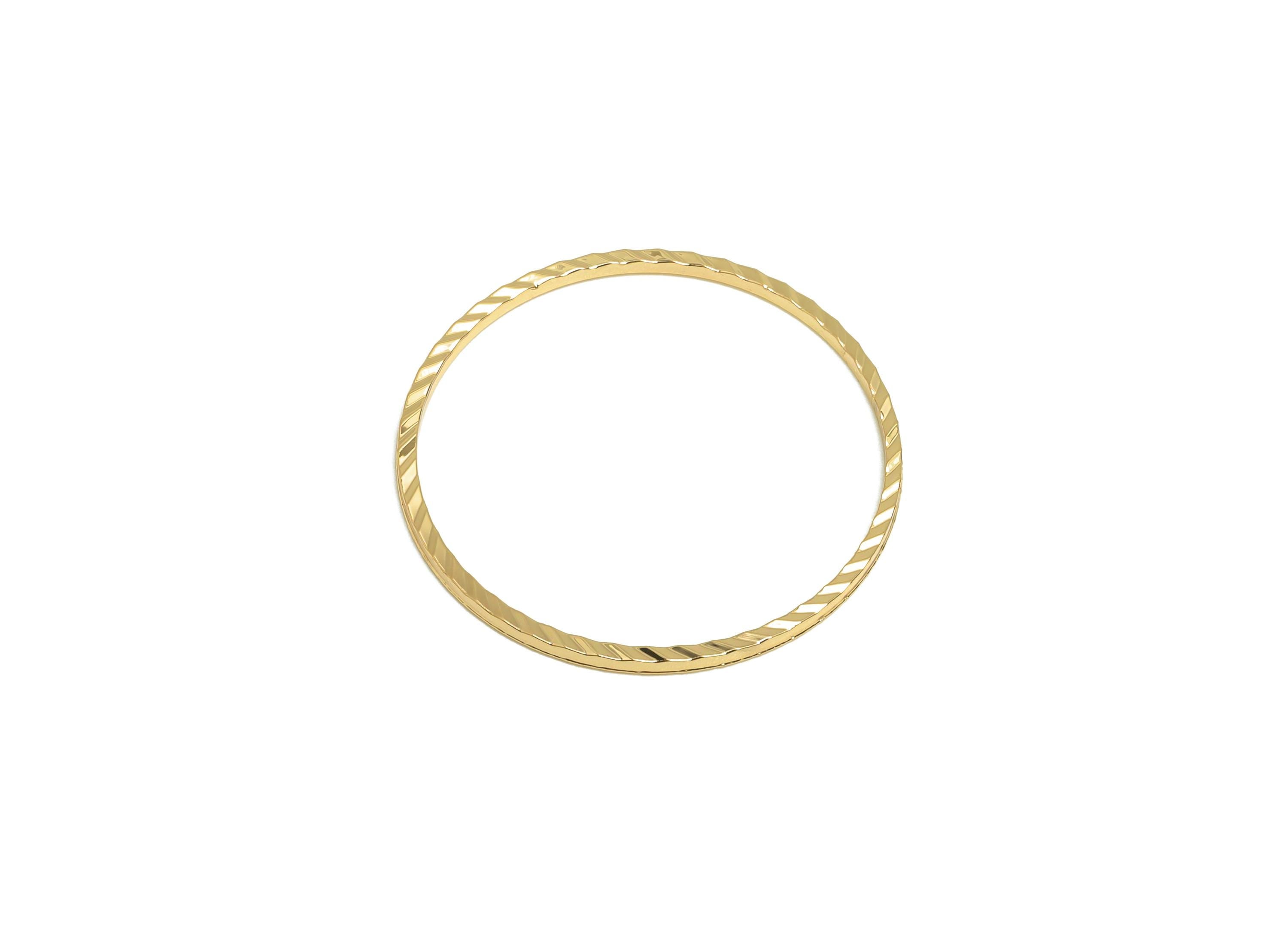 25mm Gold Round Connector - Textured Circle Jewelry - Brass Geometry Minimalist Jewelry - DIY Jewelry - 18K Real Gold Plated - RGP9289-25 - DOMEDBAZAAR