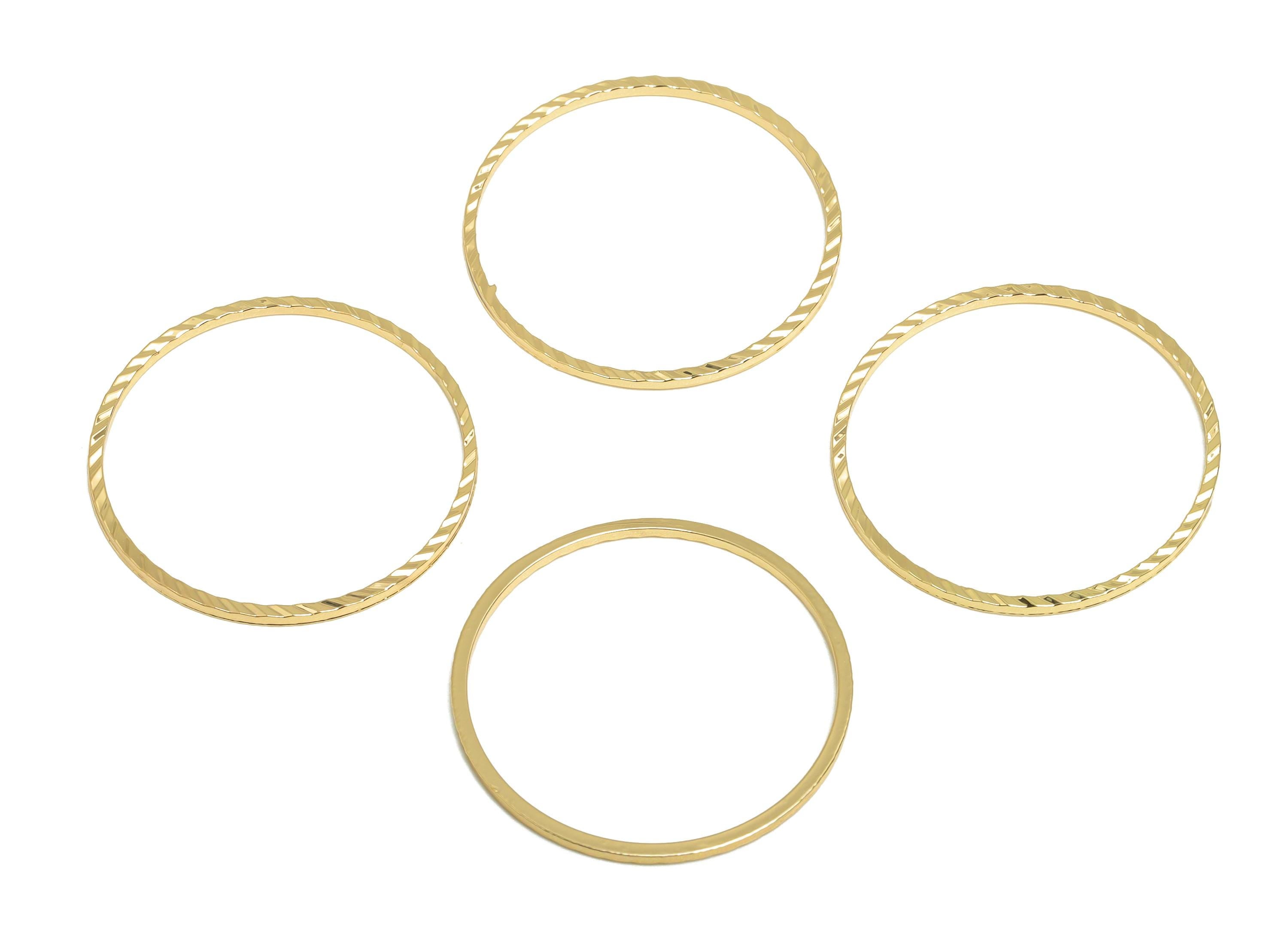 25mm Gold Round Connector - Textured Circle Jewelry - Brass Geometry Minimalist Jewelry - DIY Jewelry - 18K Real Gold Plated - RGP9289-25 - DOMEDBAZAAR