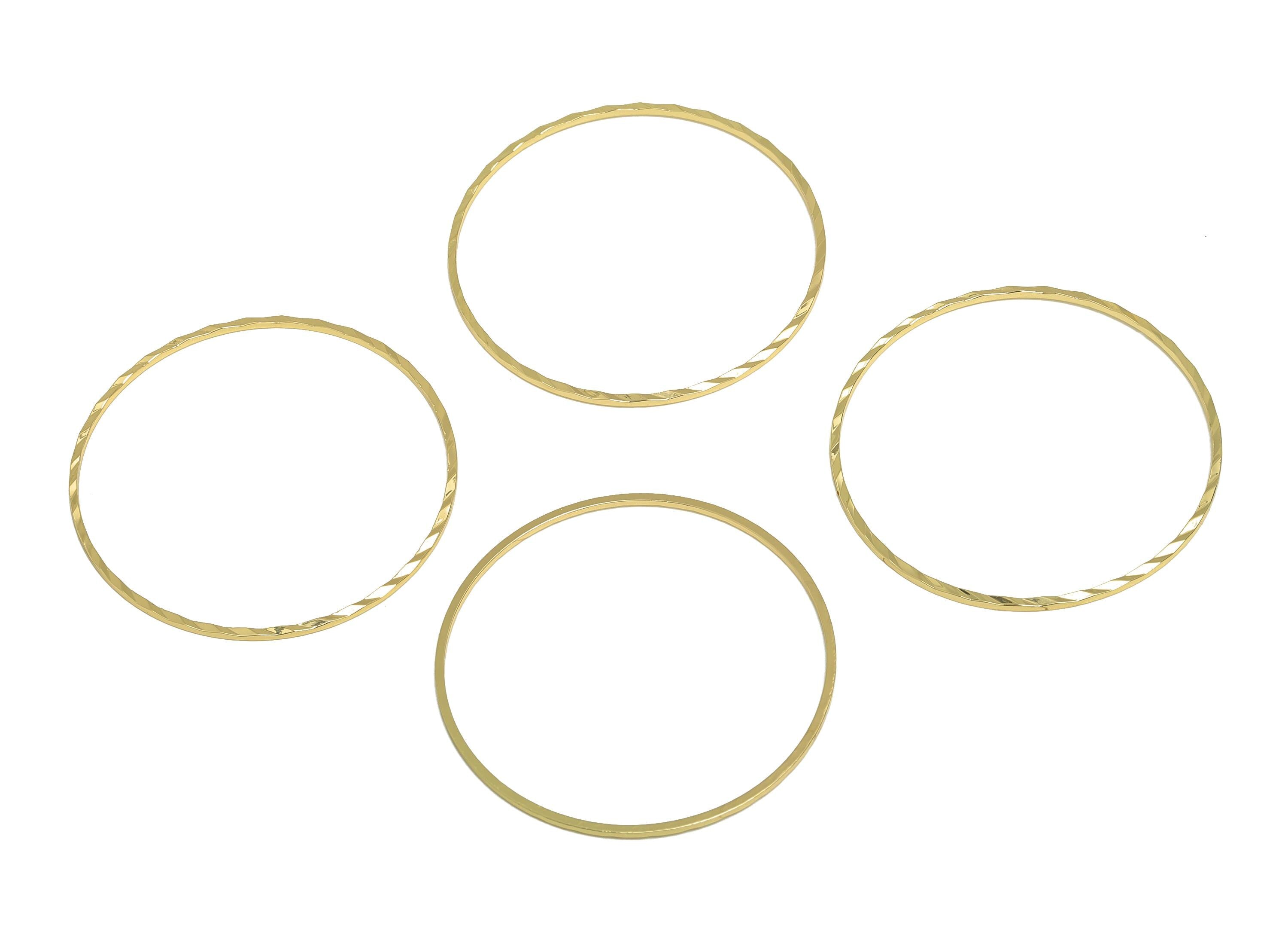 35mm Gold Round Connector - Textured Circle Jewelry - Brass Geometry Minimalist Jewelry - DIY Jewelry - 18K Real Gold Plated - RGP9289-35 - DOMEDBAZAAR