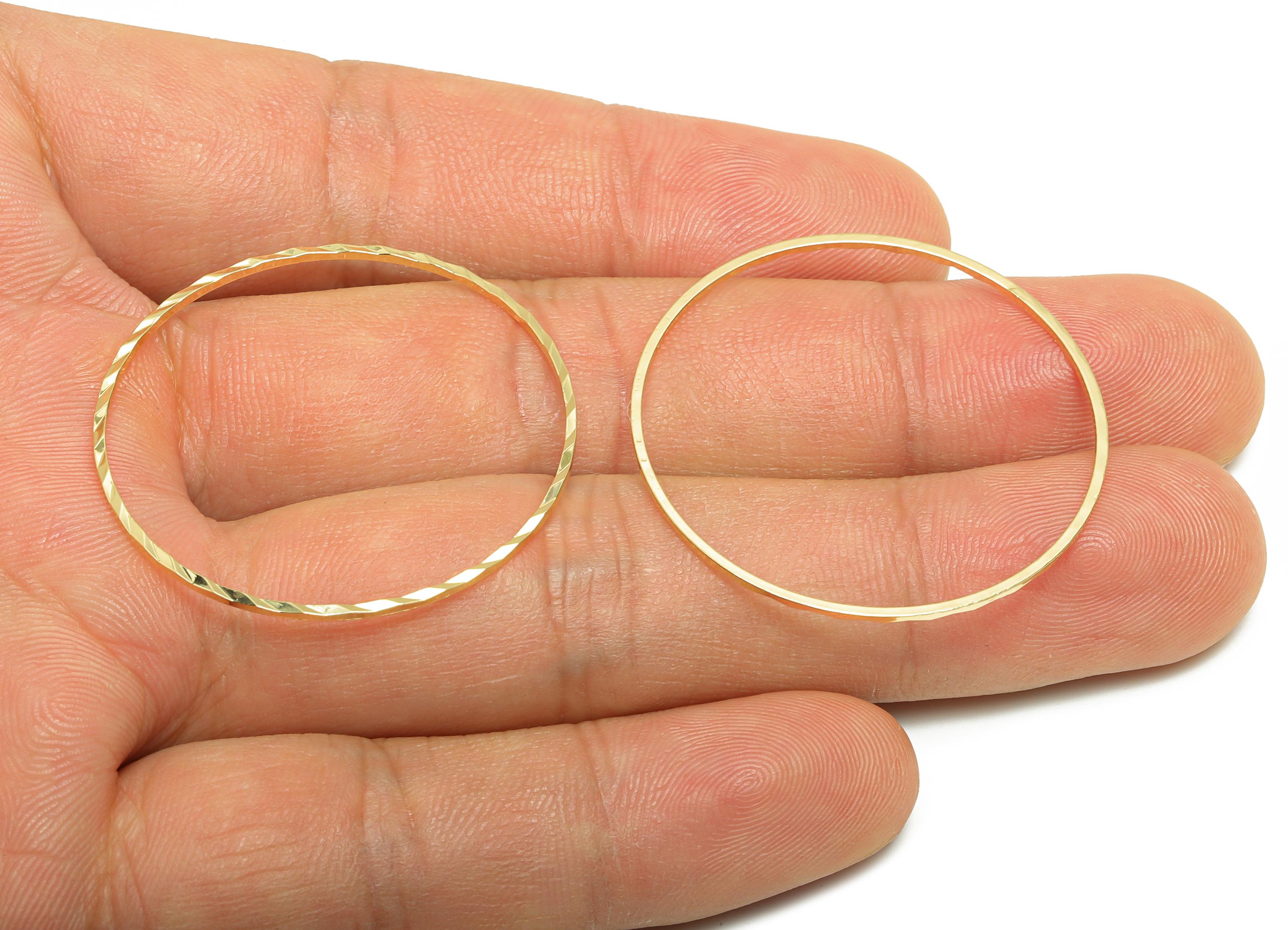 35mm Gold Round Connector - Textured Circle Jewelry - Brass Geometry Minimalist Jewelry - DIY Jewelry - 18K Real Gold Plated - RGP9289-35 - DOMEDBAZAAR