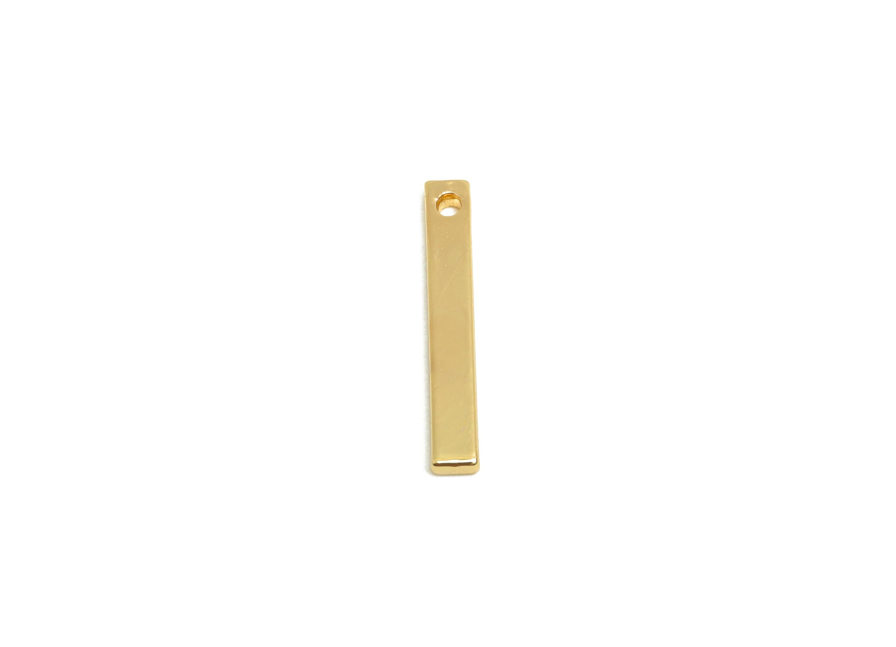 Gold Bar Pendant - Brass Customizable Bar Charm - Vertical Personalized Charm  - DIY Bar Jewelry - 18K Real Gold Plated - 15x2x1mm - RGP9297 - DOMEDBAZAAR