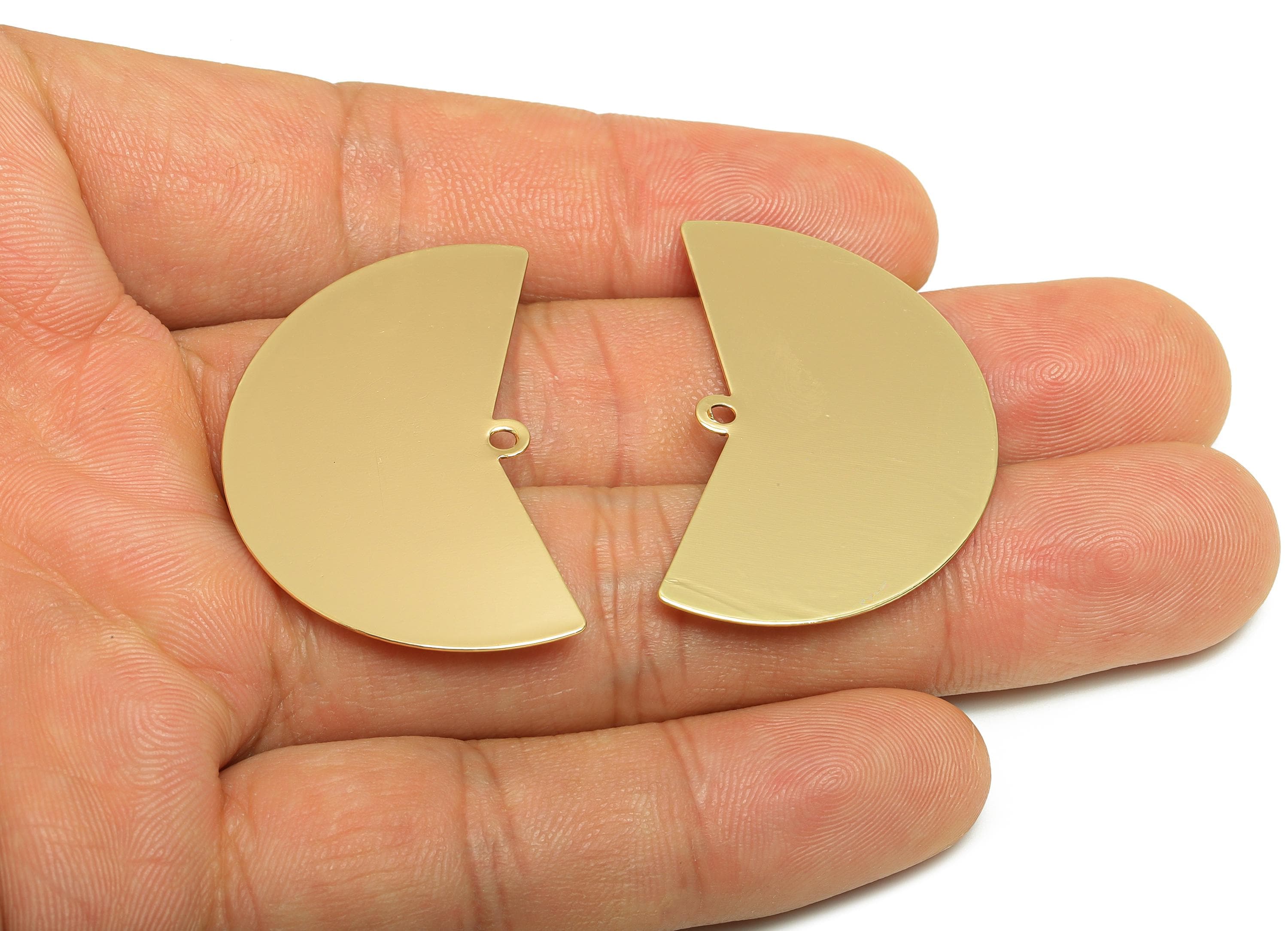 Semi Circle Pendant - Brass Customizable Geometry Charm - Half Moon Jewelry - DIY Jewelry - 18K Real Gold Plated - 38x24x0.5mm - RGP9299 - DOMEDBAZAAR