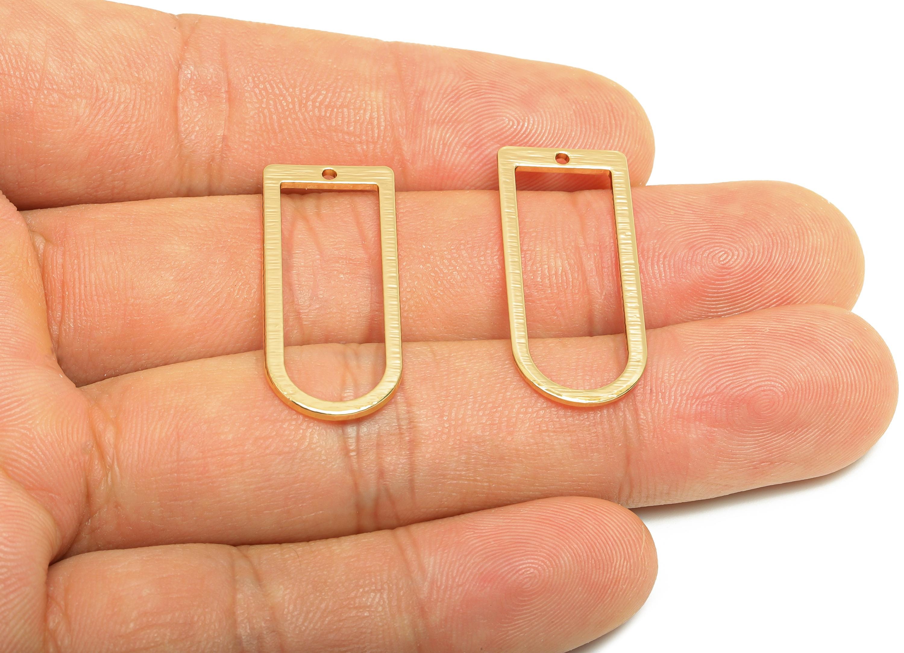 Textured Domed Charm - Brass Modern Geometric Pendant - Textured Gold Finding - Gold Jewelry - 18K Real Gold Plated - 30x13x1.1mm - RGP9315 - DOMEDBAZAAR