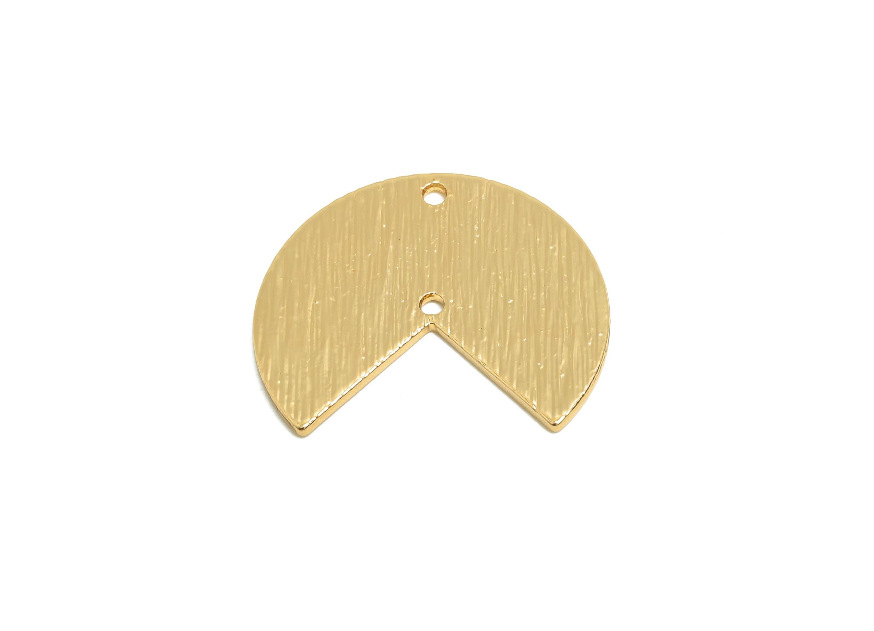 Pie Slice Connector - Brass Gold Plated Pie Charm - Circular Cutout Charm - Gold Jewelry - 18K Real Gold Plating - 20x17x0.9mm - RGP9316 - DOMEDBAZAAR