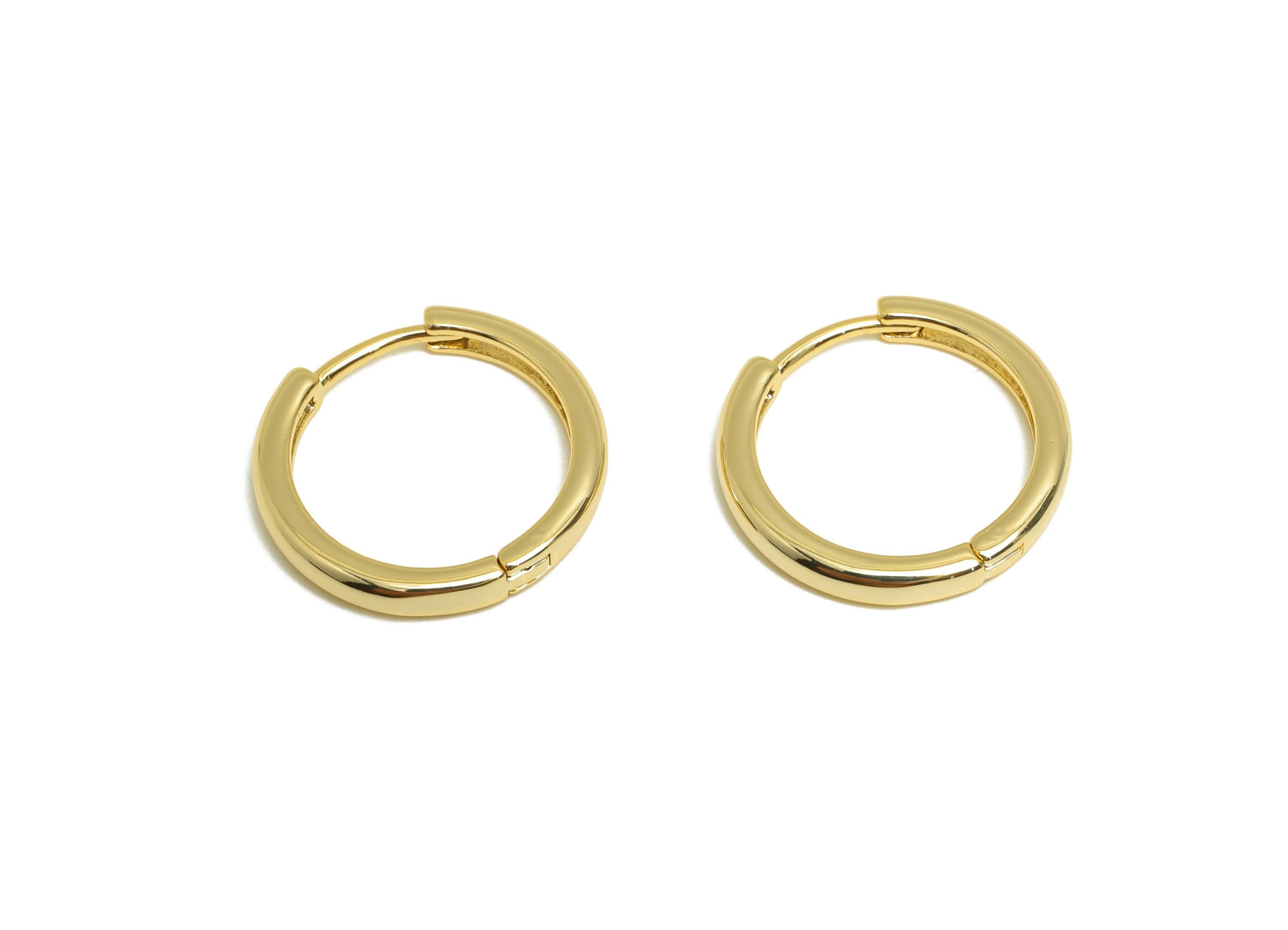 Minimalist Hoop Huggie Earring - Brass Hoop Clasp  Earring - Eceryday Huggie Hoop Earring - 18K Real Gold Plated - 17x16x2.4mm - RGP9324 - DOMEDBAZAAR