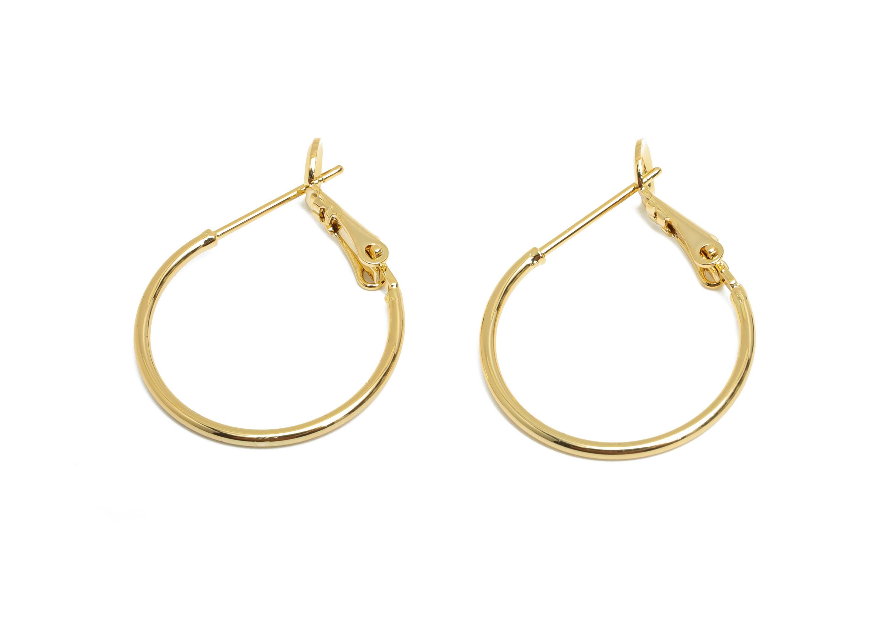 Round Hoop Earring - Brass Gold Simple and Chic Hoop Clasp - Modern Minimalist Hoop Jewelry - 18K Real Gold Plating - 20x20x1.2mm - RGP9362 - DOMEDBAZAAR