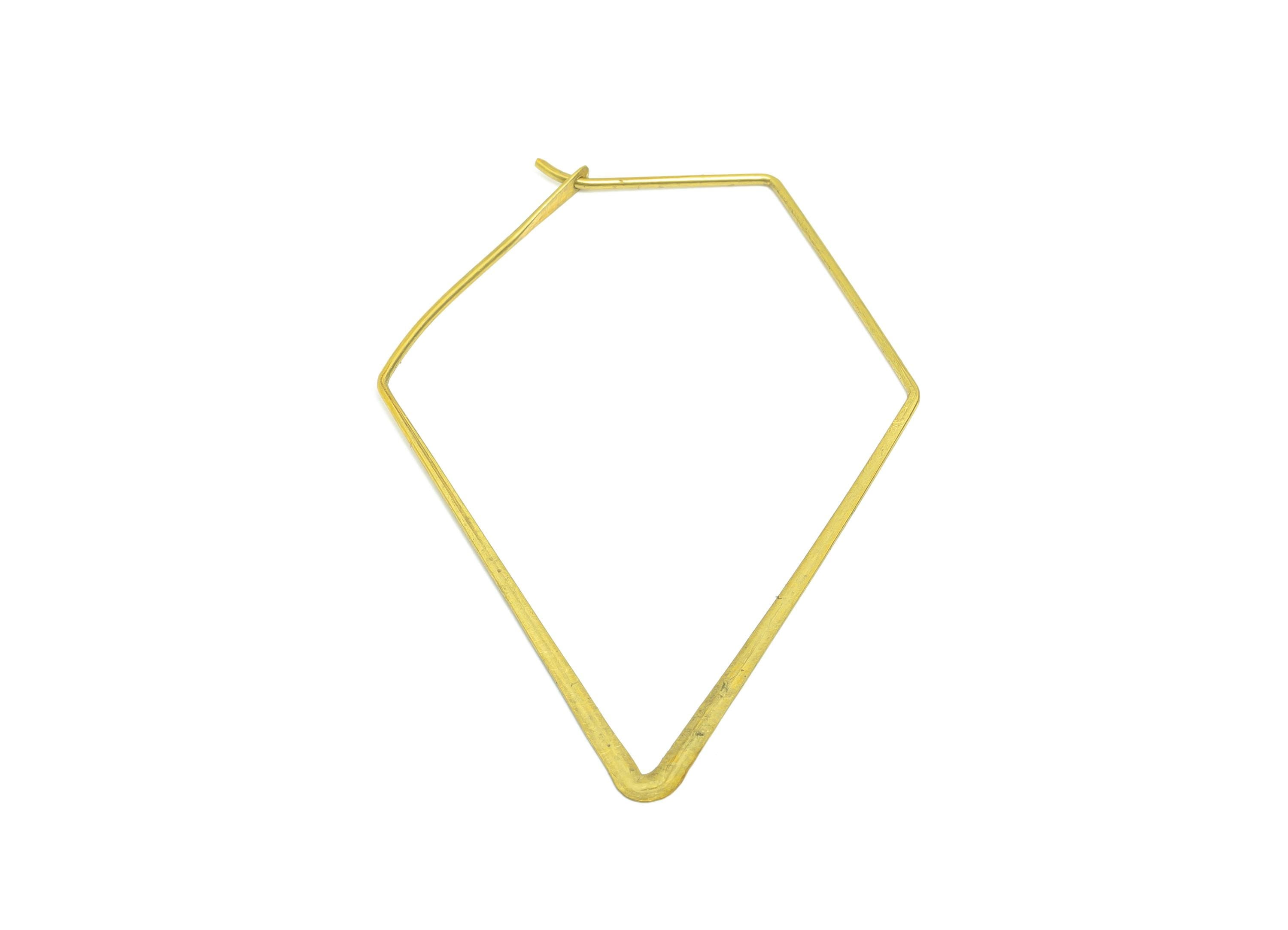 Fashion Pentagon Wire Hoop Earring - Raw Brass Hammered Thin Wire Hoop Clasp - Simple Jewelry - Minimalist Hoop Jewelry  - PP10933-50 - DOMEDBAZAAR