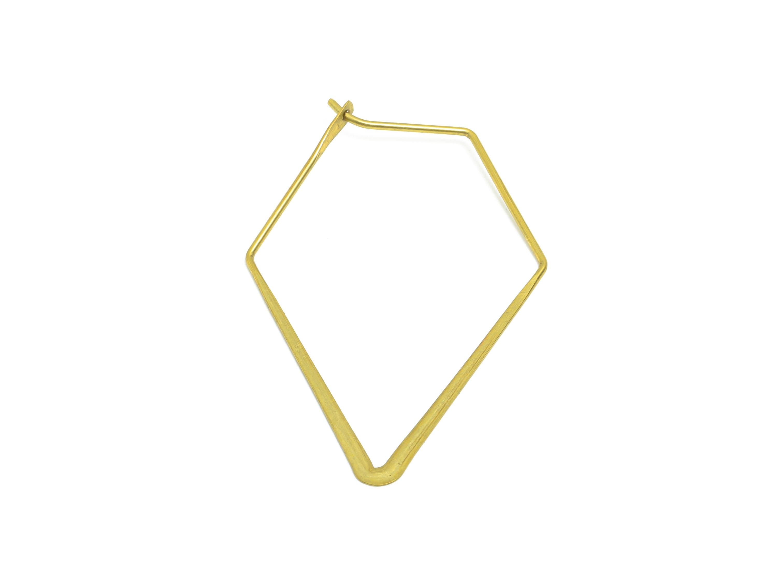 Fashion Pentagon Wire Hoop Earring - Raw Brass Hammered Thin Wire Hoop Clasp - Simple Jewelry - Minimalist Hoop Jewelry  - PP10933-40 - DOMEDBAZAAR