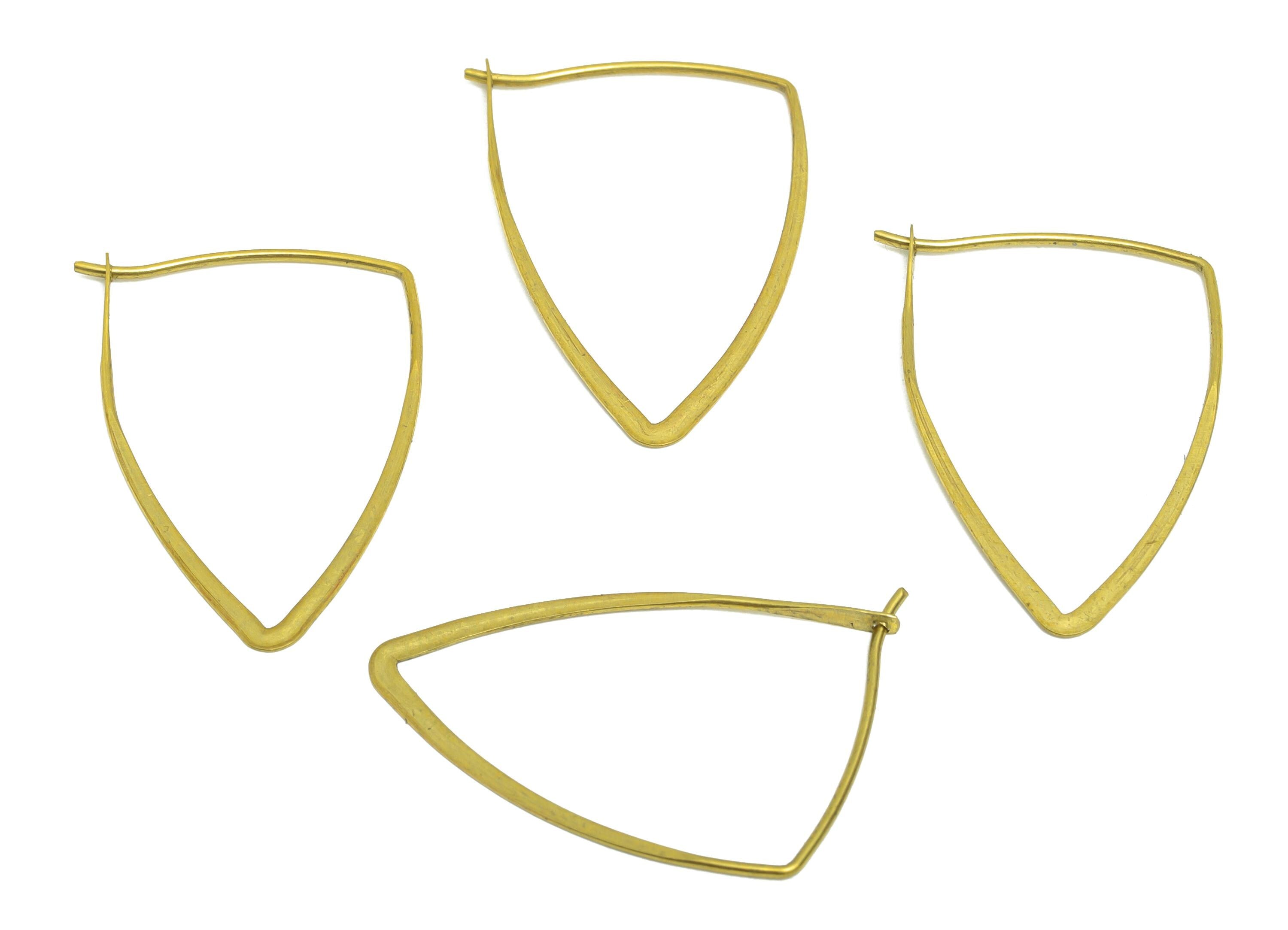 Fashion Triangle Wire Hoop Earring - Raw Brass Hammered Thin Wire Hoop Clasp - Simple Jewelry - Minimalist Hoop Jewelry  - PP10932-30 - DOMEDBAZAAR