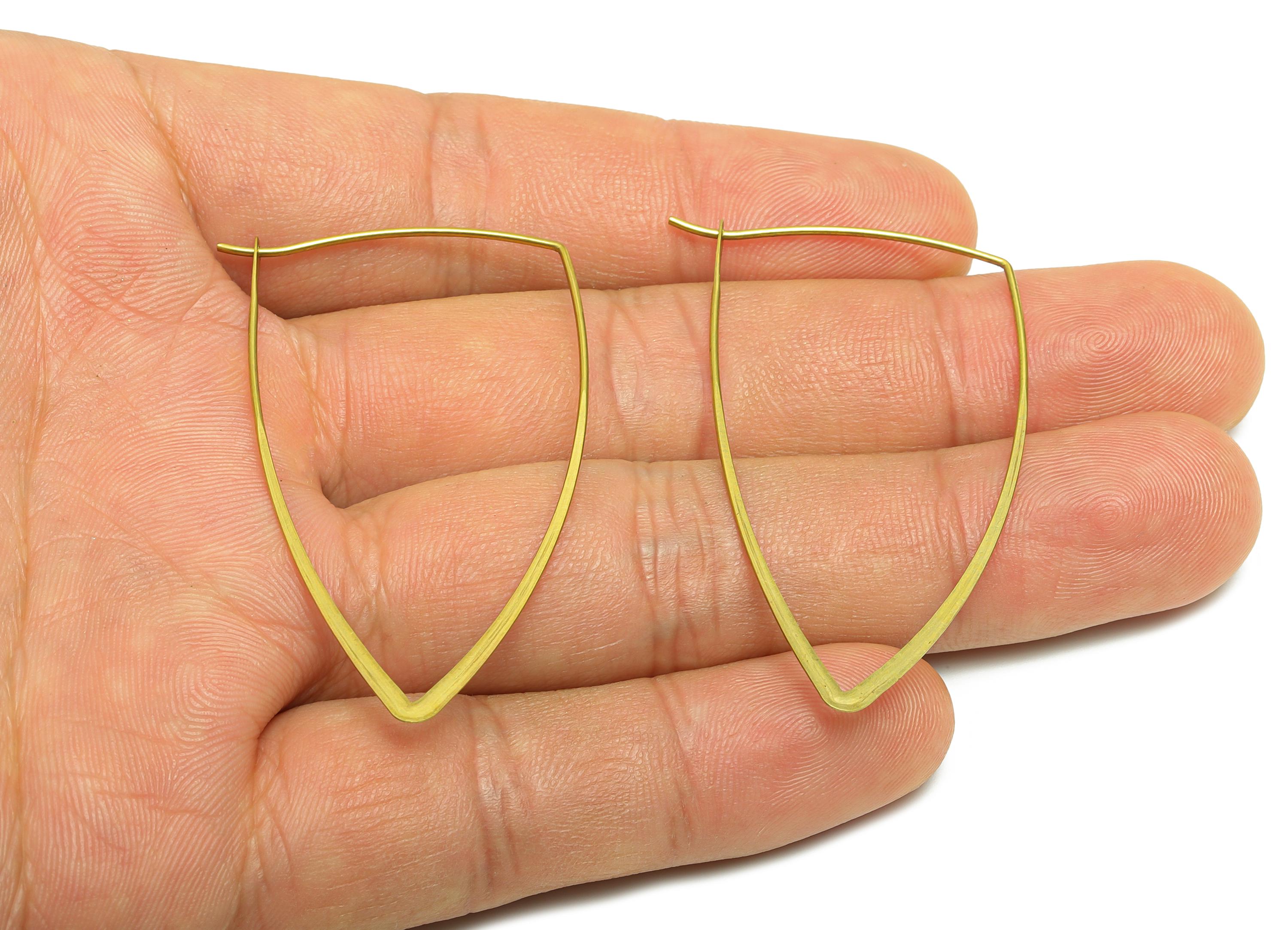 Fashion Triangle Wire Hoop Earring - Raw Brass Hammered Thin Wire Hoop Clasp - Simple Jewelry - Minimalist Hoop Jewelry  - PP10932-50 - DOMEDBAZAAR
