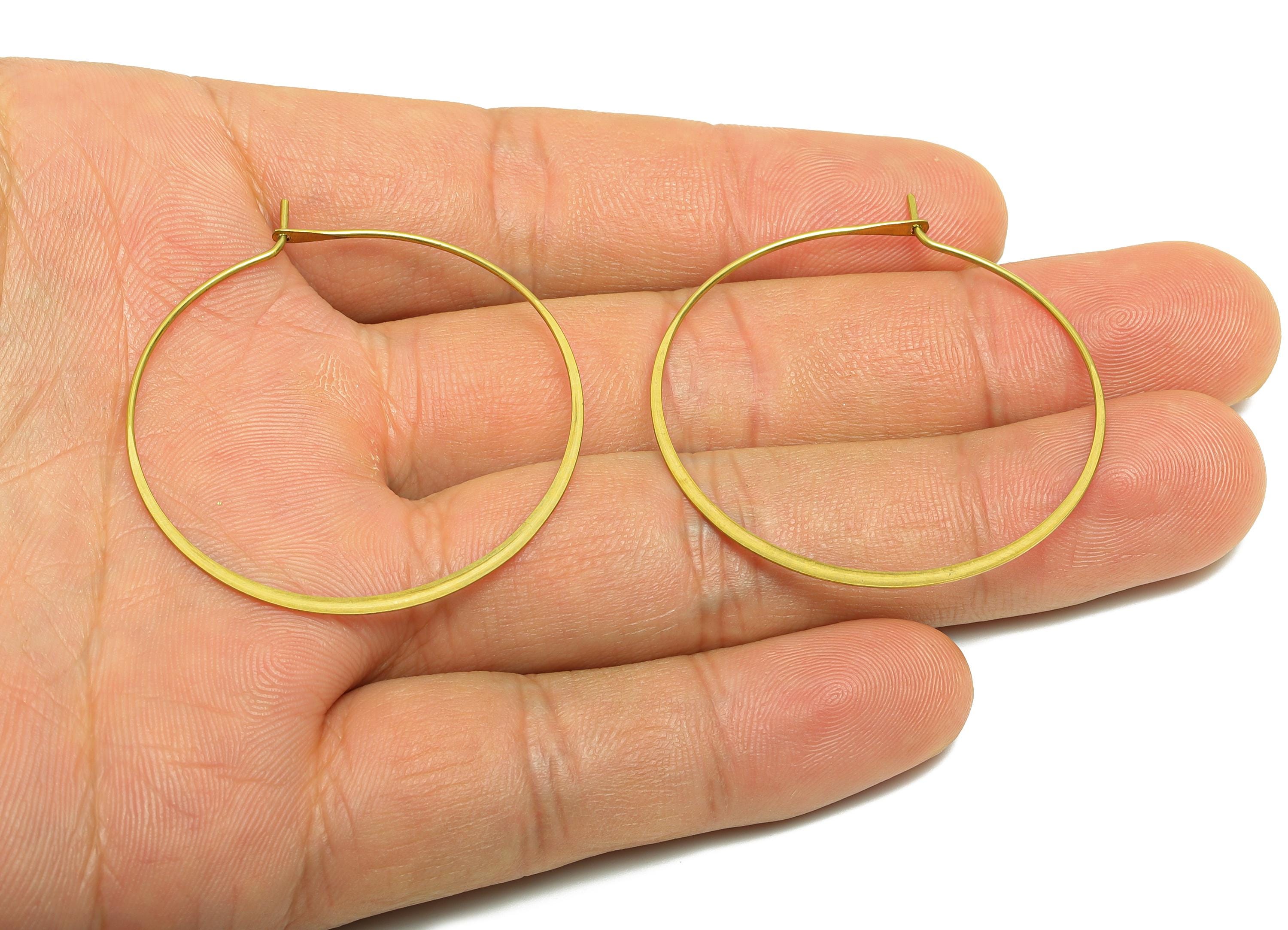 Fashion Round Wire Hoop Earring - Raw Brass Hammered Thin Wire Hoop Clasp - Simple Jewelry - Minimalist Hoop Jewelry  - PP10928-40 - DOMEDBAZAAR