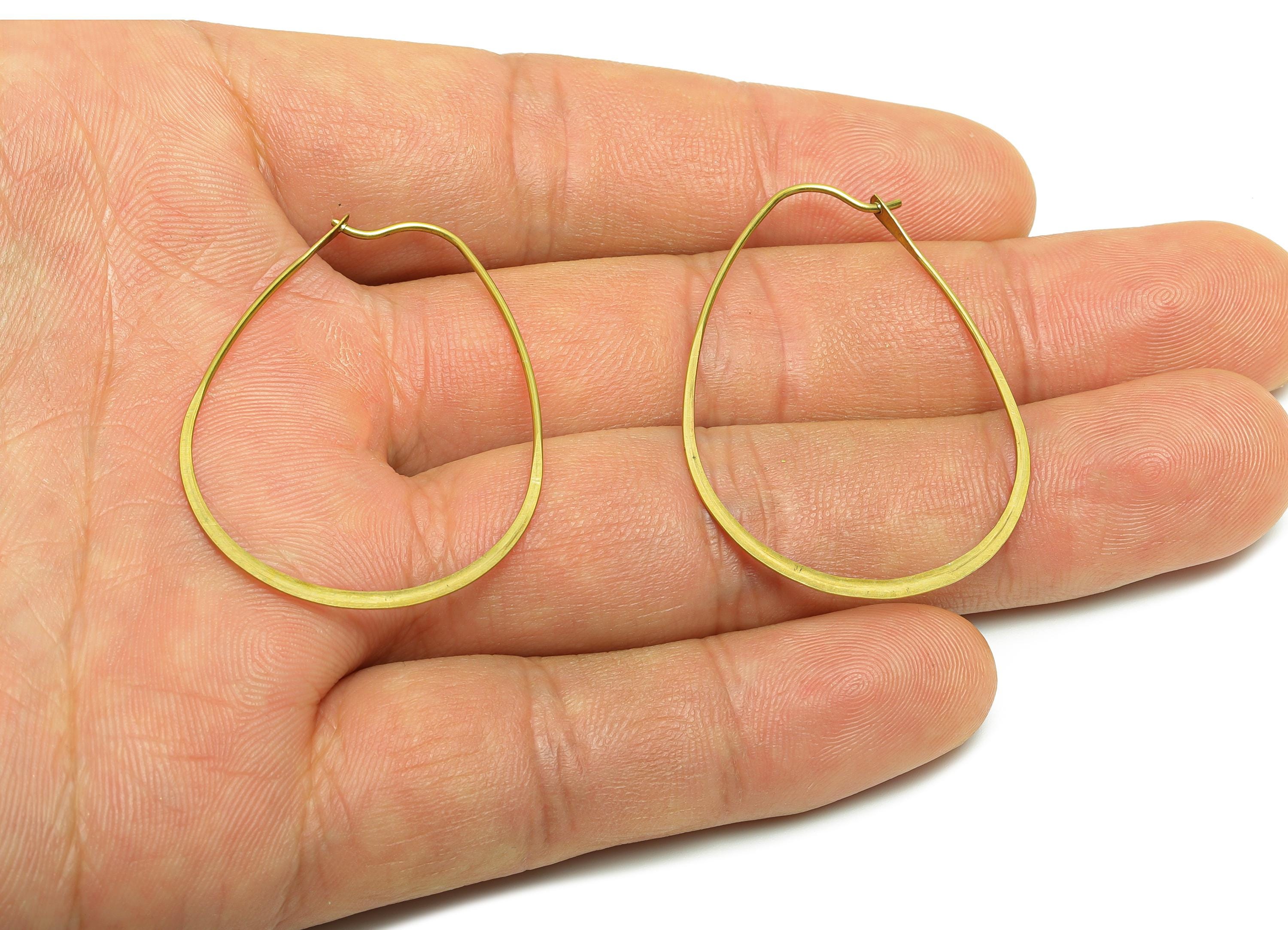 Fashion Teardrop Wire Hoop Earring - Raw Brass Hammered Thin Wire Hoop Clasp - Simple Jewelry - Minimalist Drop Hoop Jewelry  - PP10931-40 - DOMEDBAZAAR