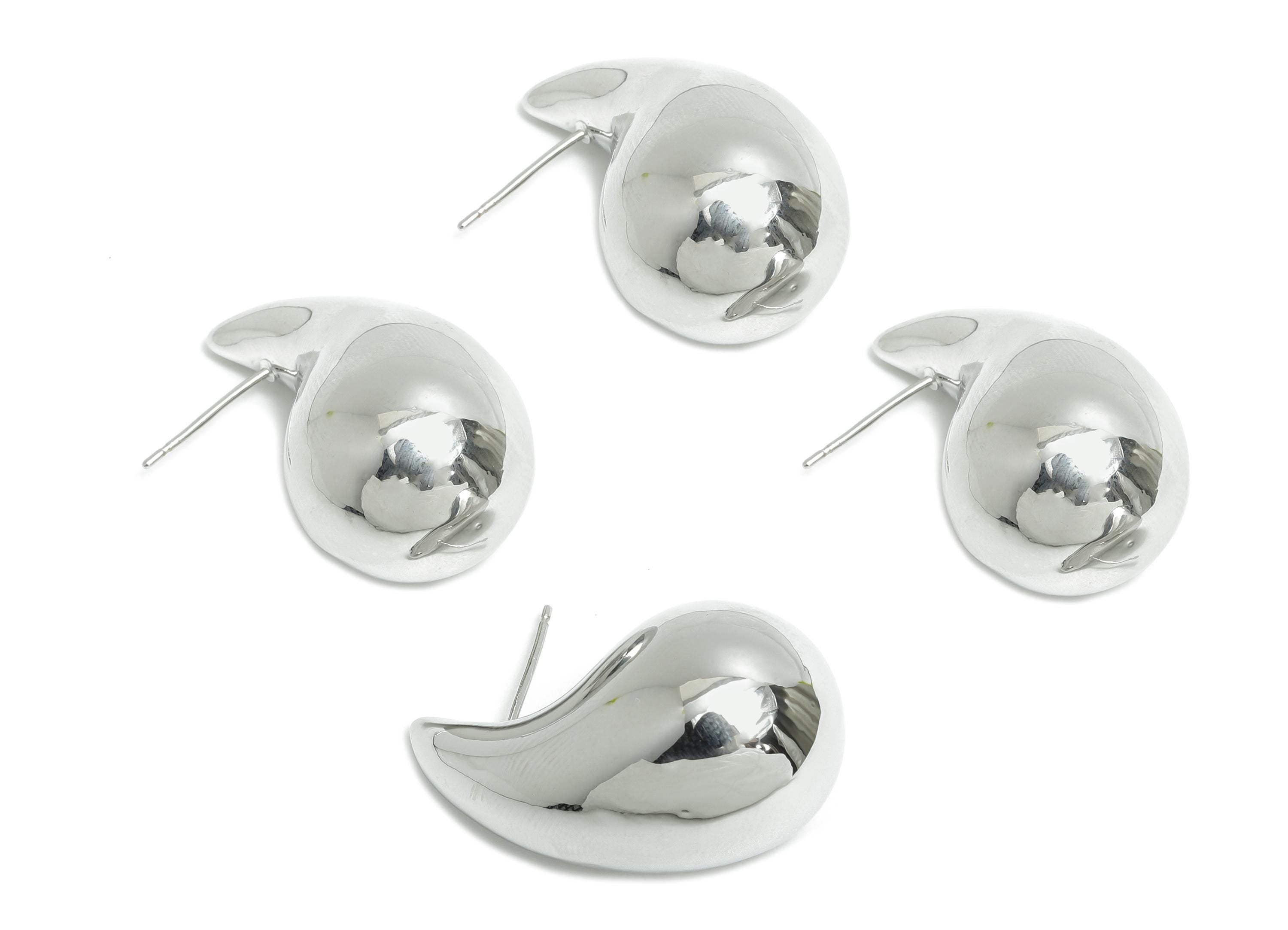 Teardrop Earring Post - Brass Sleek Earring Stud - Modern Teardrop Stud - Smooth Curved Jewelry - Polished Jewelry - 33x17x17.3mm - RGP9409S - DOMEDBAZAAR