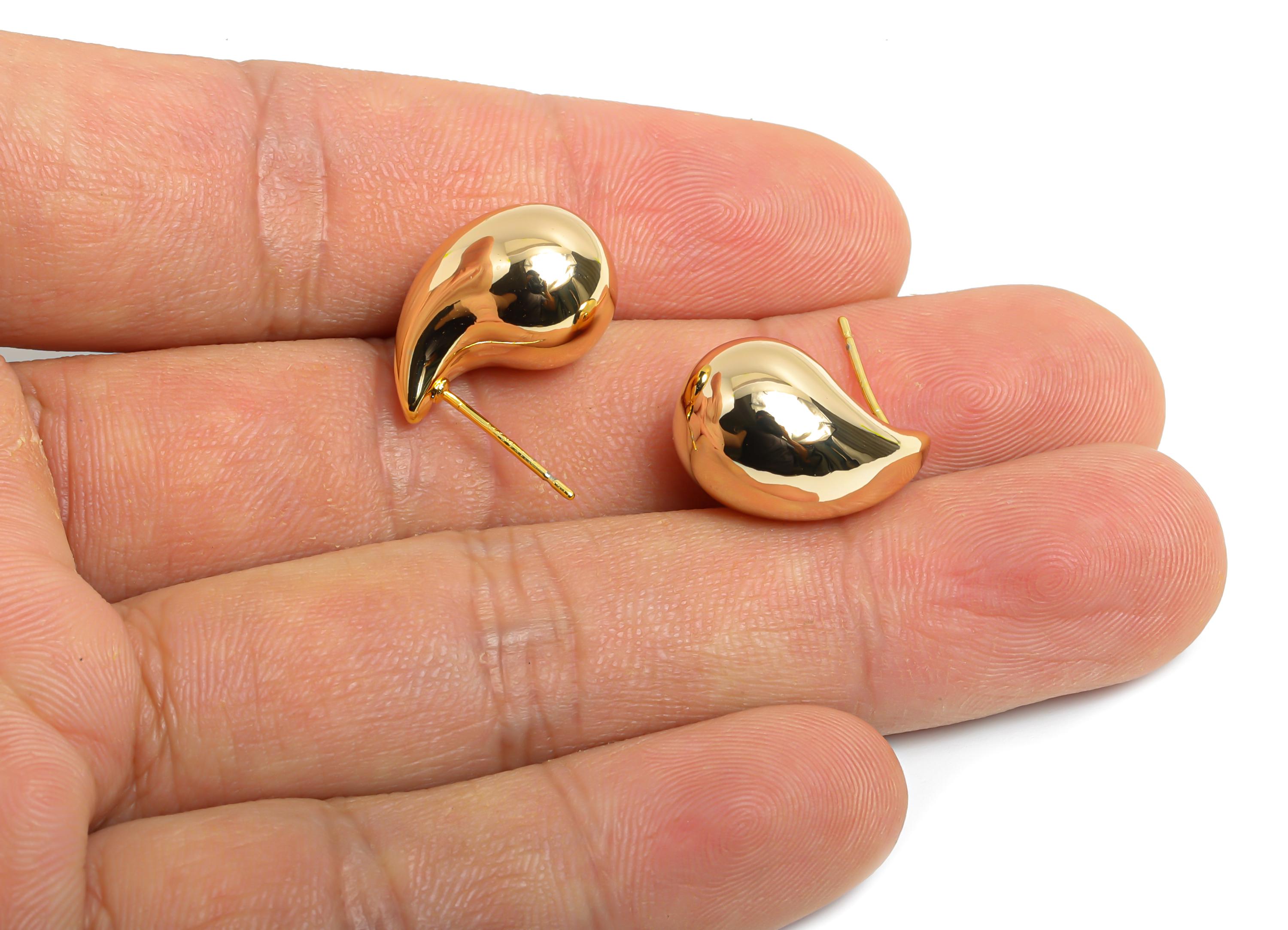 Teardrop Earring Post - Brass Sleek Earring Stud - Modern Teardrop Stud - Smooth Curved Jewelry - Polished Jewelry - 18x11.6x11mm - RGP9408 - DOMEDBAZAAR