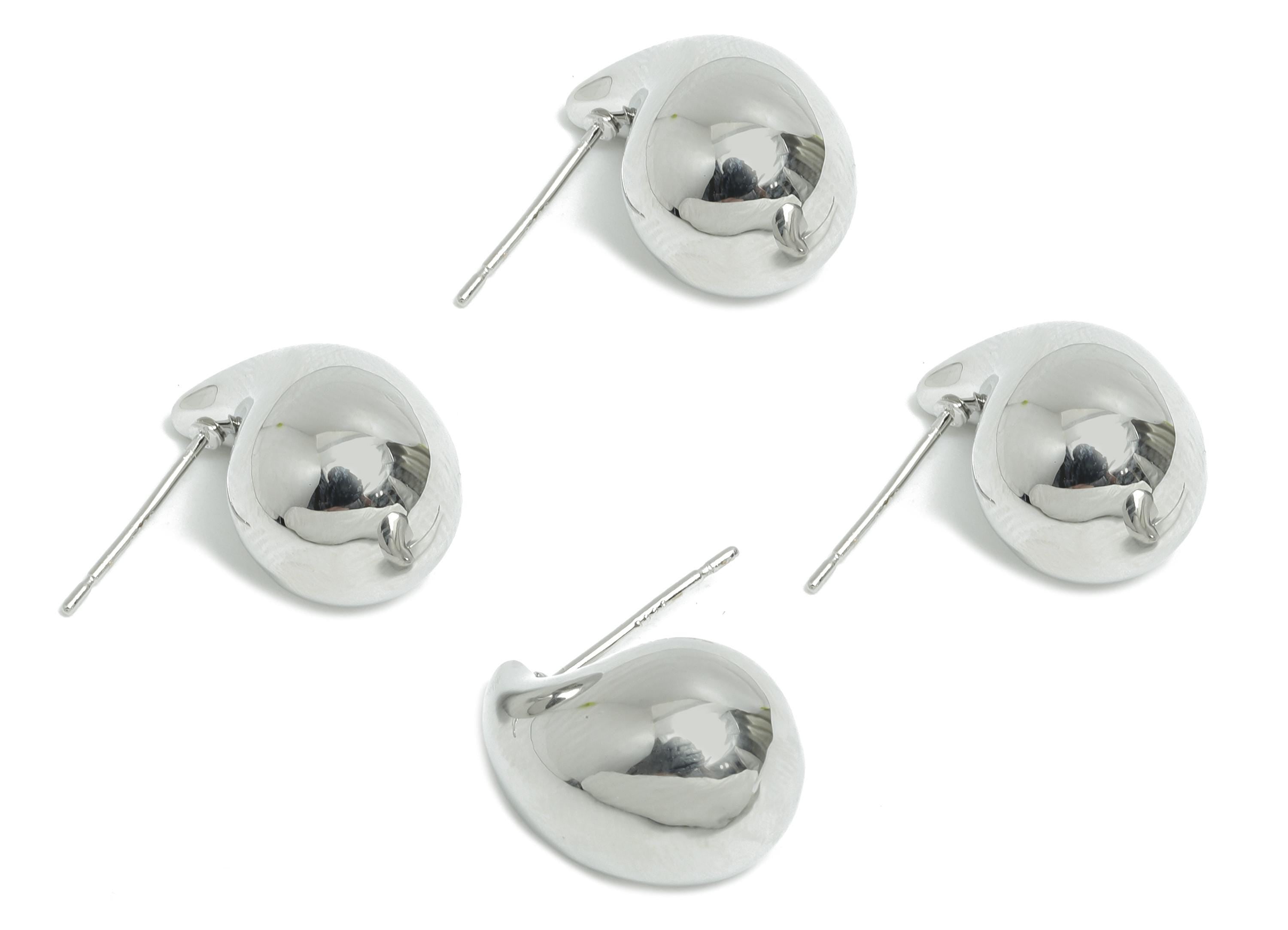 Teardrop Earring Post - Brass Sleek Earring Stud - Modern Teardrop Stud - Smooth Curved Jewelry - Polished Jewelry - 18x11.6x11mm - RGP9408S - DOMEDBAZAAR