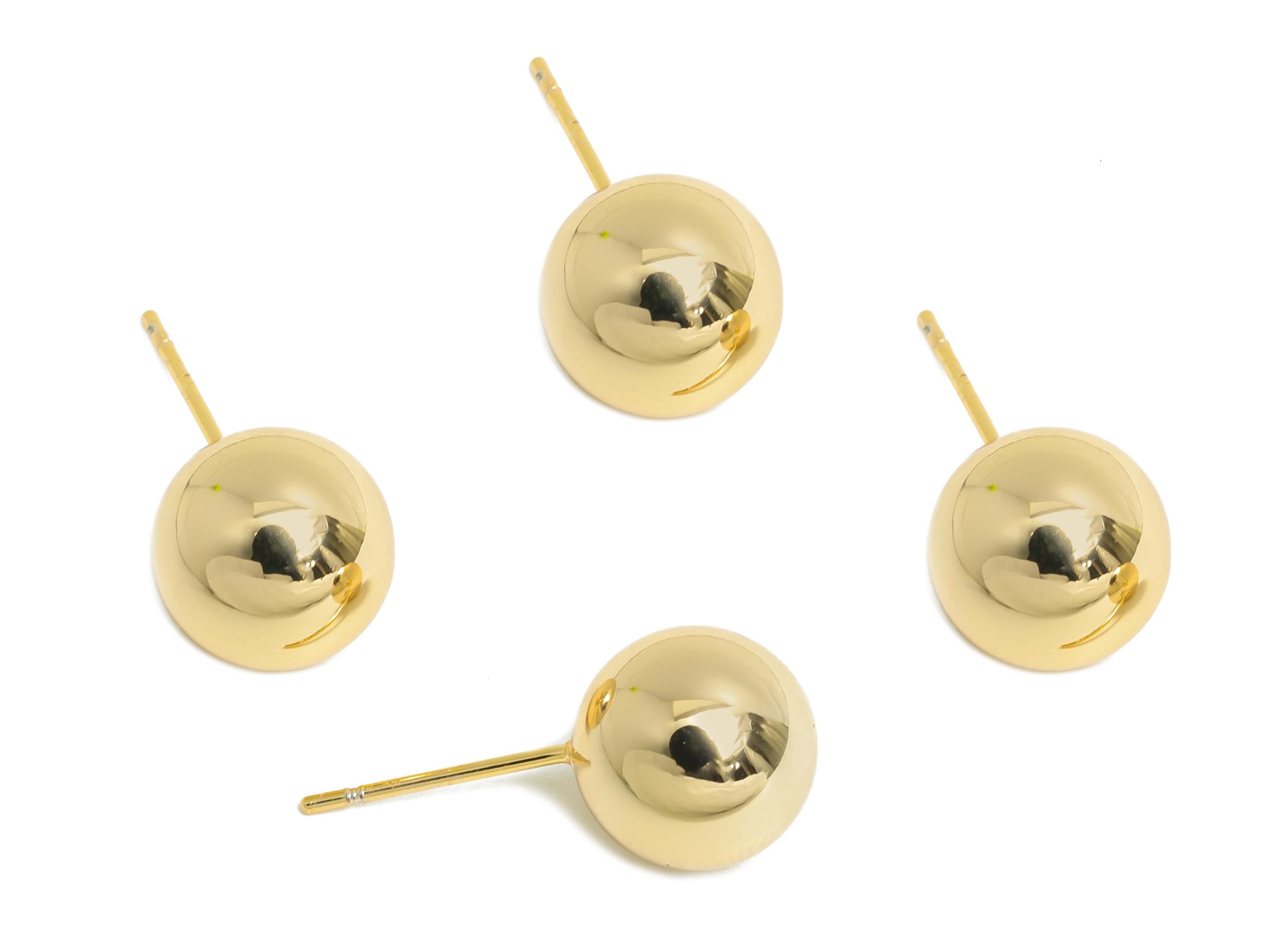 10mm Ball Stud Earring - Brass Minimalist Smooth Earring Stud - Modern Classic Stud Earring - Gold Jewelry - Elegant Simple Jewelry- RGP9406 - DOMEDBAZAAR
