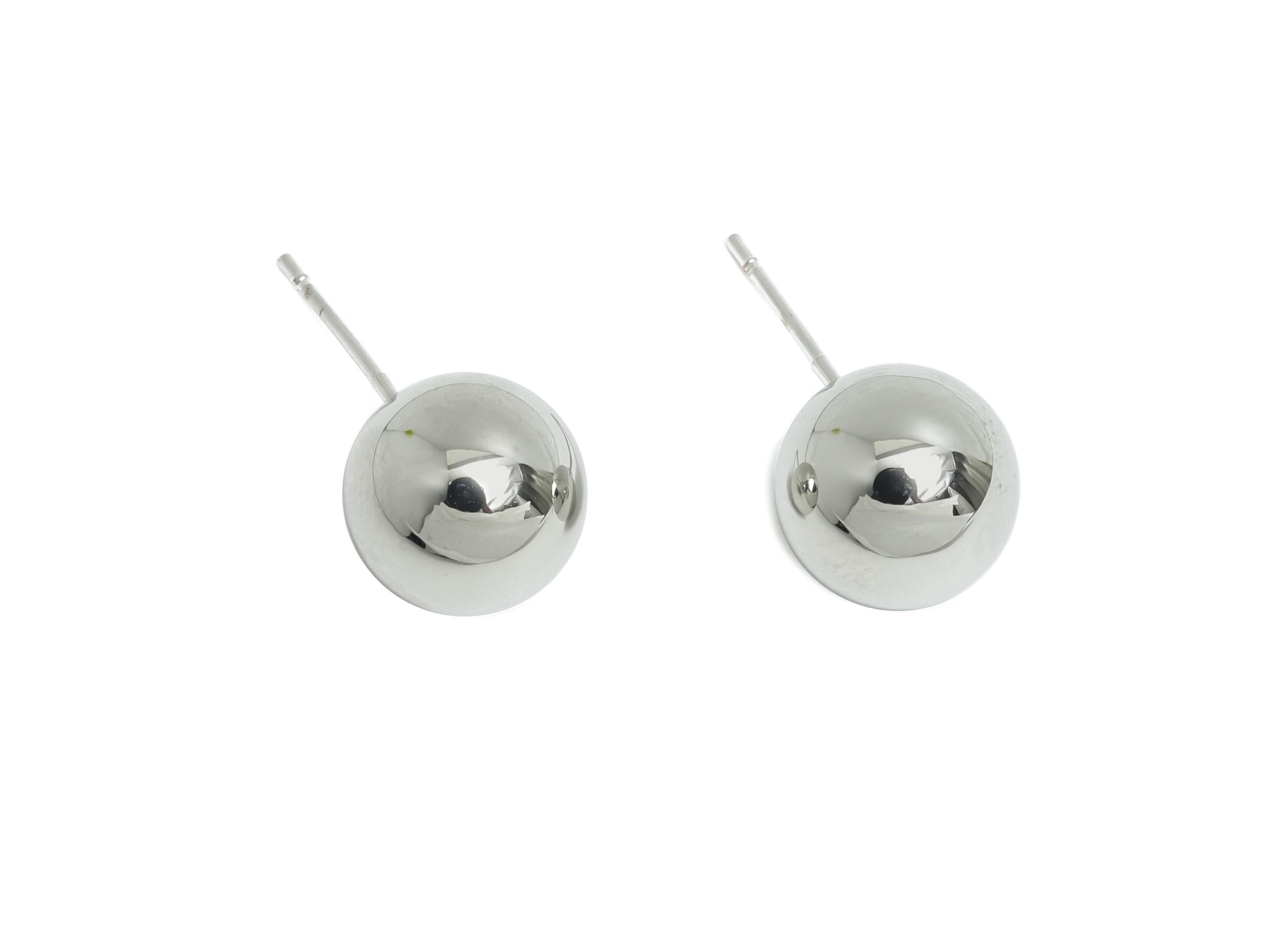 10mm Ball Stud Earring - Brass Minimalist Smooth Earring Stud - Silver Modern Classic Stud Earring  - Elegant Simple Jewelry - RGP9406S - DOMEDBAZAAR
