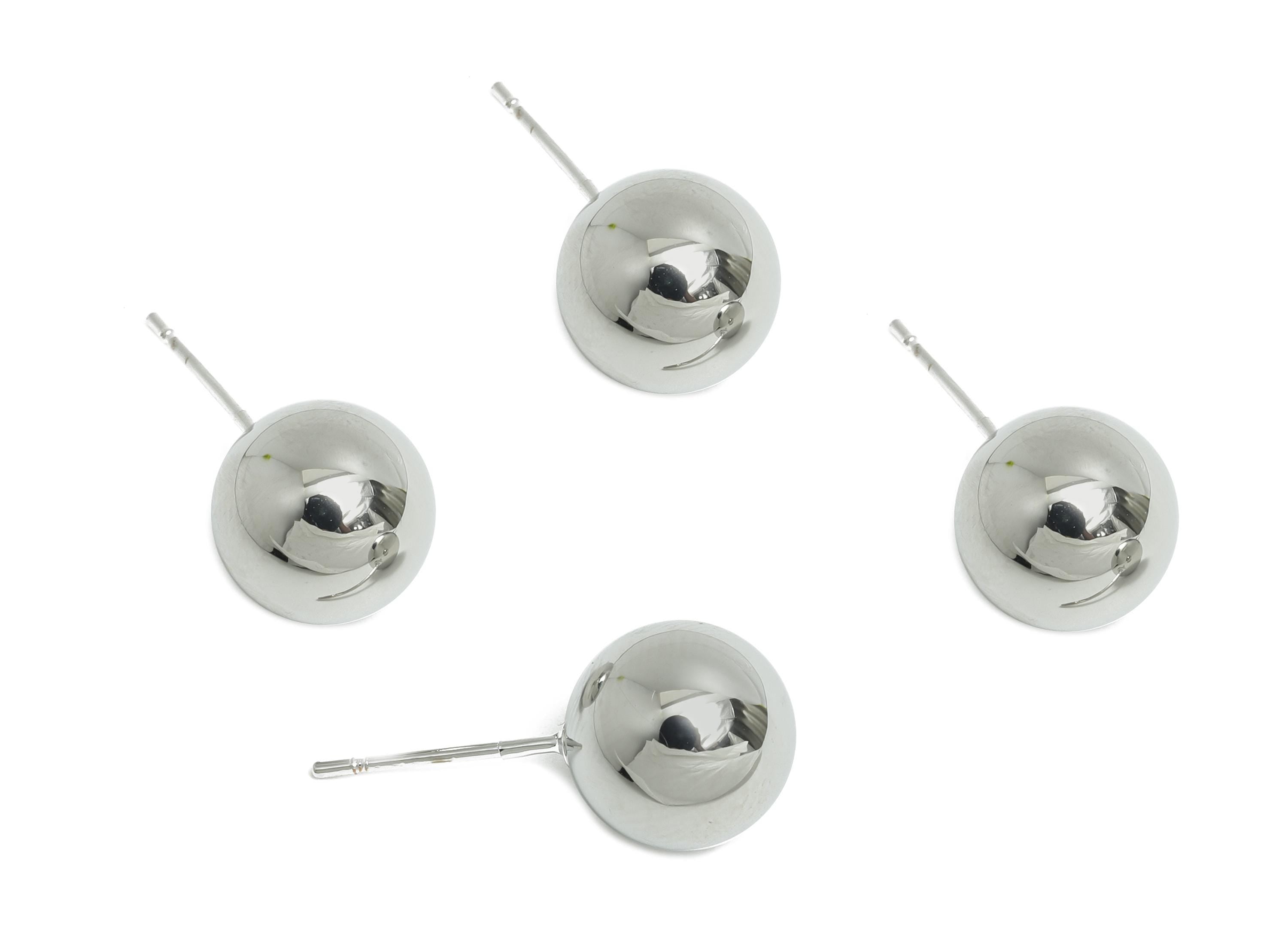10mm Ball Stud Earring - Brass Minimalist Smooth Earring Stud - Silver Modern Classic Stud Earring  - Elegant Simple Jewelry - RGP9406S - DOMEDBAZAAR