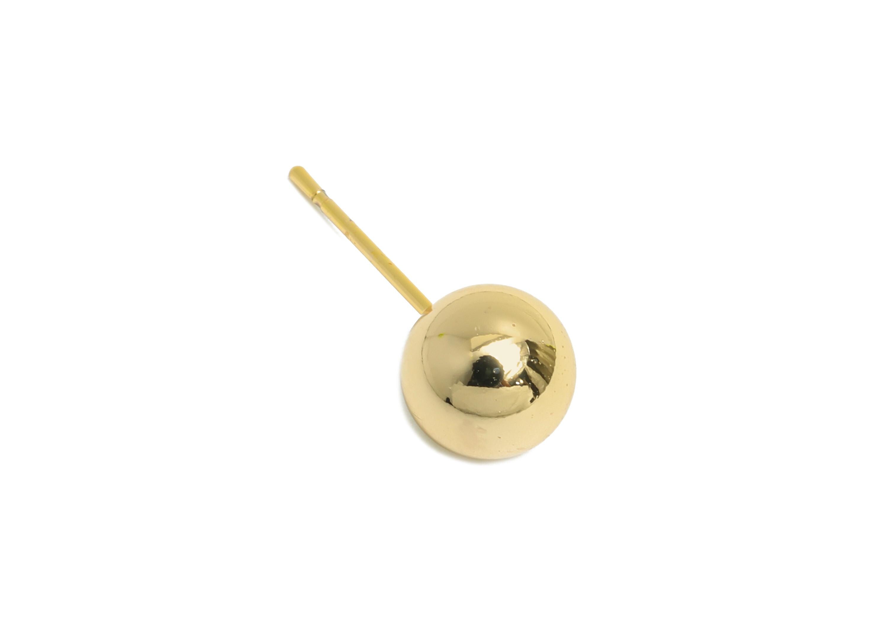 8mm Ball Stud Earring - Brass Minimalist Smooth Earring Stud - Modern Classic Stud Earring - Gold Jewelry - Elegant Simple Jewelry- RGP9404 - DOMEDBAZAAR