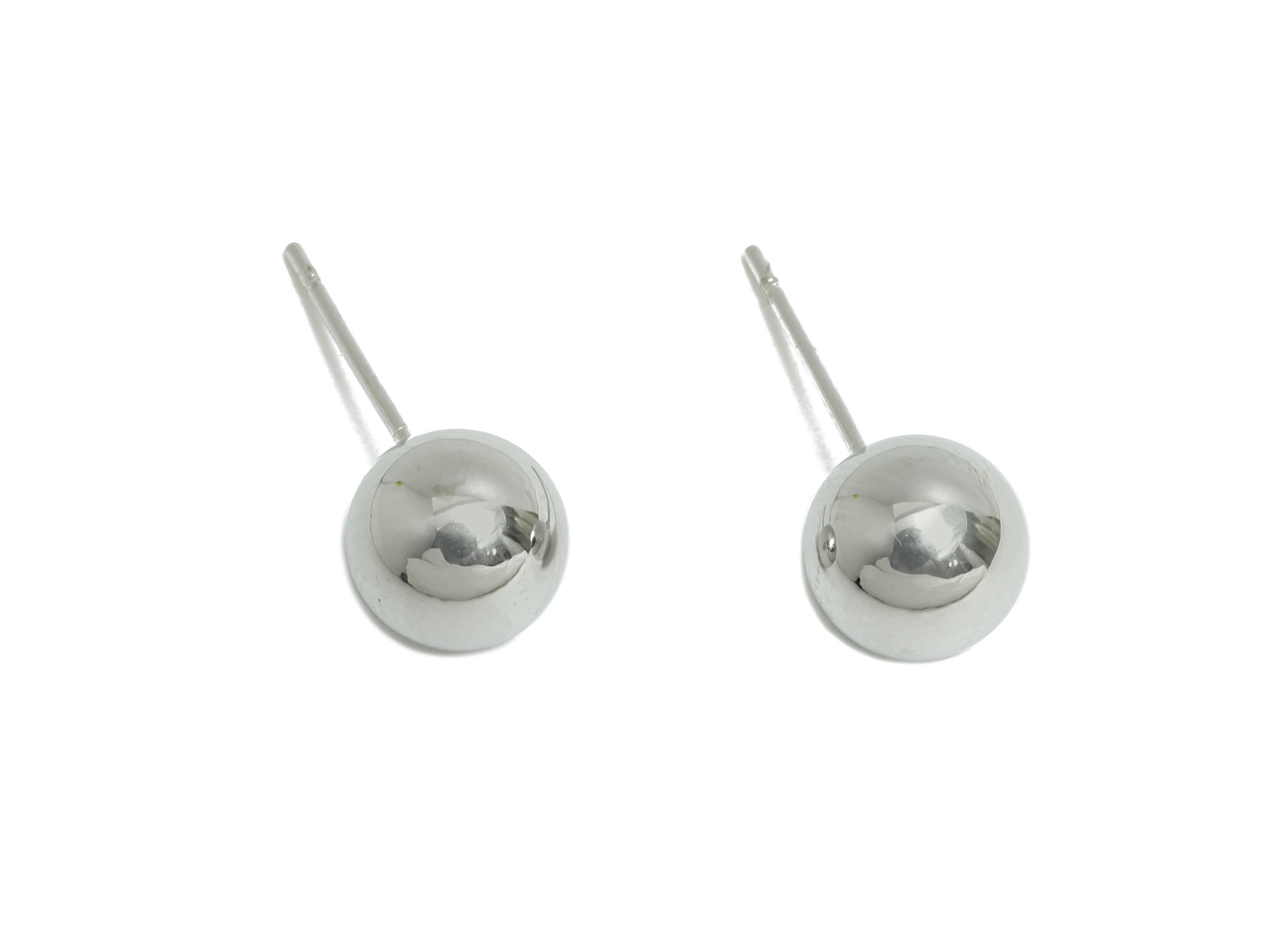 8mm Ball Stud Earring - Brass Minimalist Smooth Earring Stud - Modern Classic Stud Earring - Silver Stud - Elegant Simple Jewelry - RGP9404S - DOMEDBAZAAR