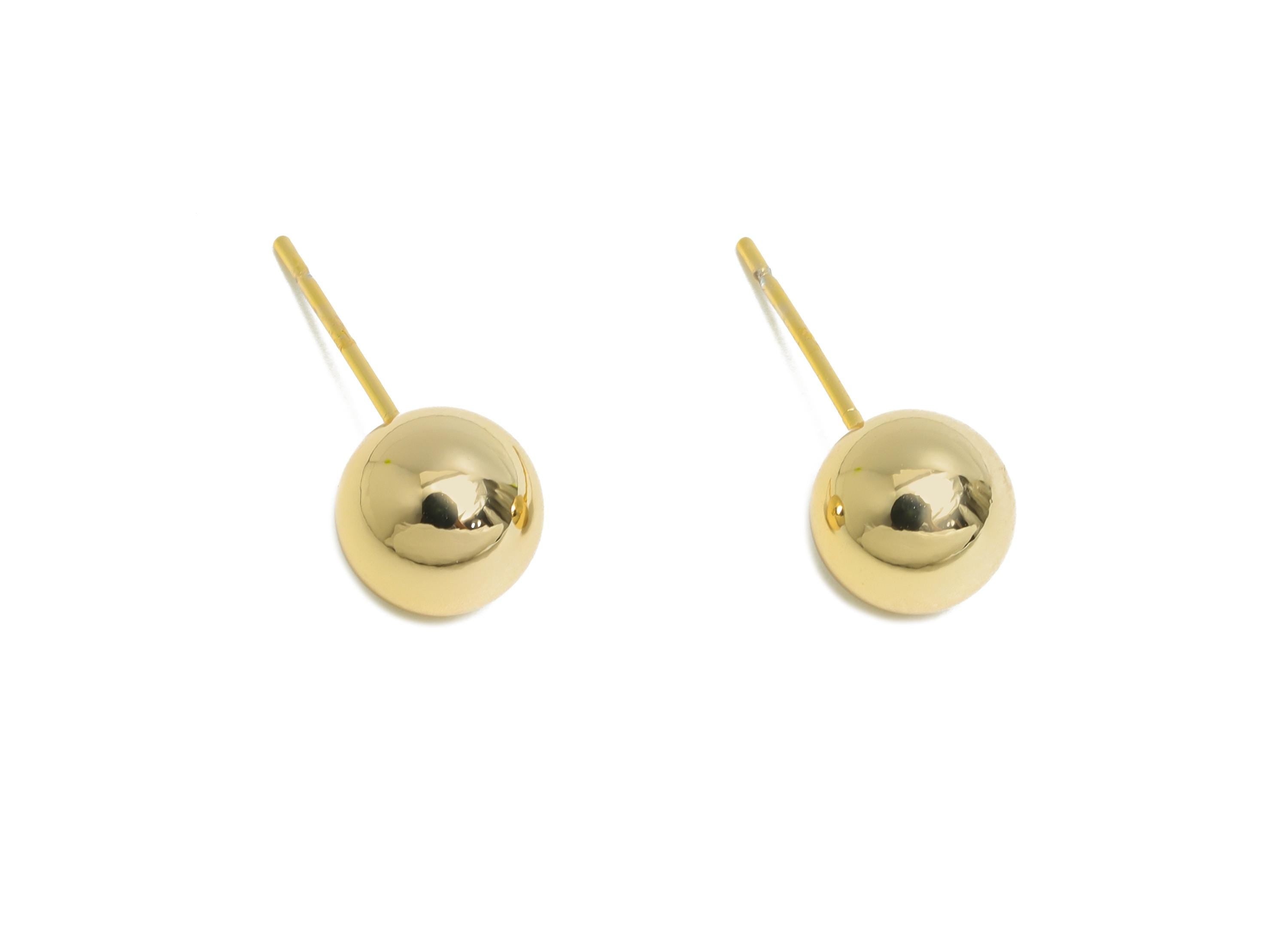8mm Ball Stud Earring - Brass Minimalist Smooth Earring Stud - Modern Steel Stud Earring - Gold Jewelry - Elegant Simple Jewelry- RGP9405 - DOMEDBAZAAR