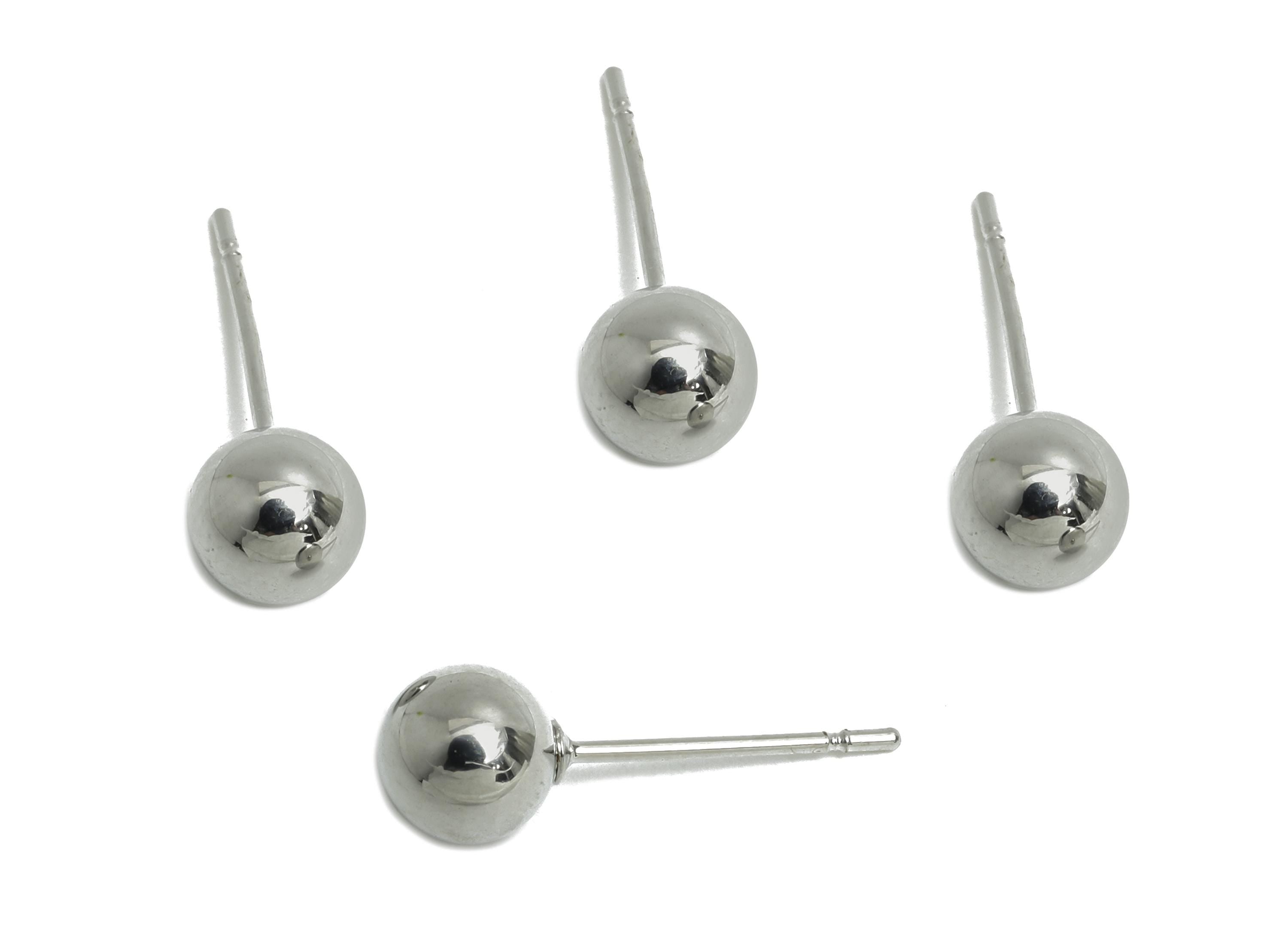 6mm Ball Stud Earring - Brass Minimalist Smooth Earring Stud - Modern Sleek Earring Post - Silver Stud - Elegant Simple Jewelry- RGP9403S - DOMEDBAZAAR