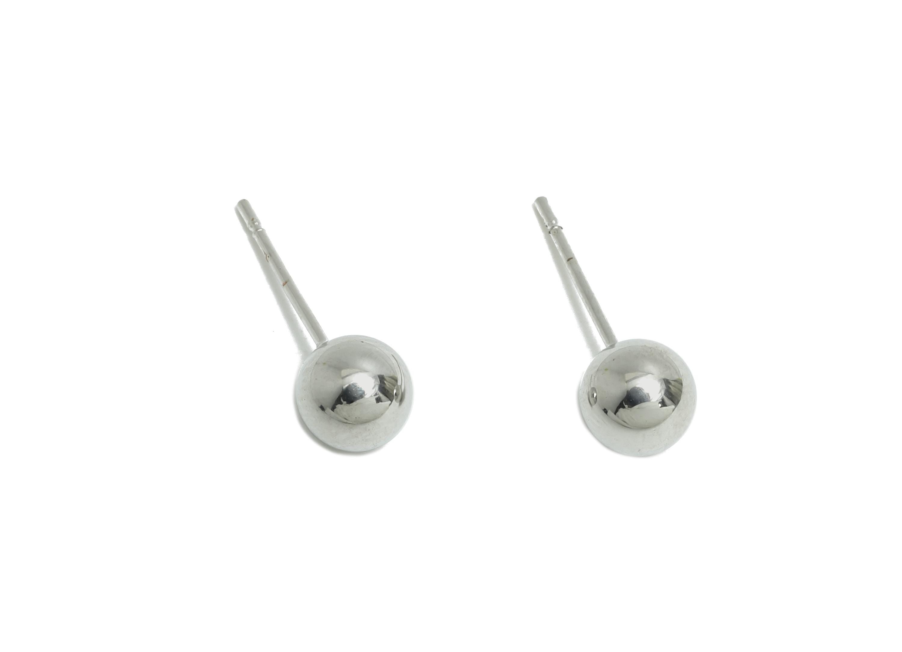6mm Ball Stud Earring - Brass Minimalist Smooth Earring Stud - Modern Sleek Earring Post - Silver Stud - Elegant Simple Jewelry- RGP9403S - DOMEDBAZAAR
