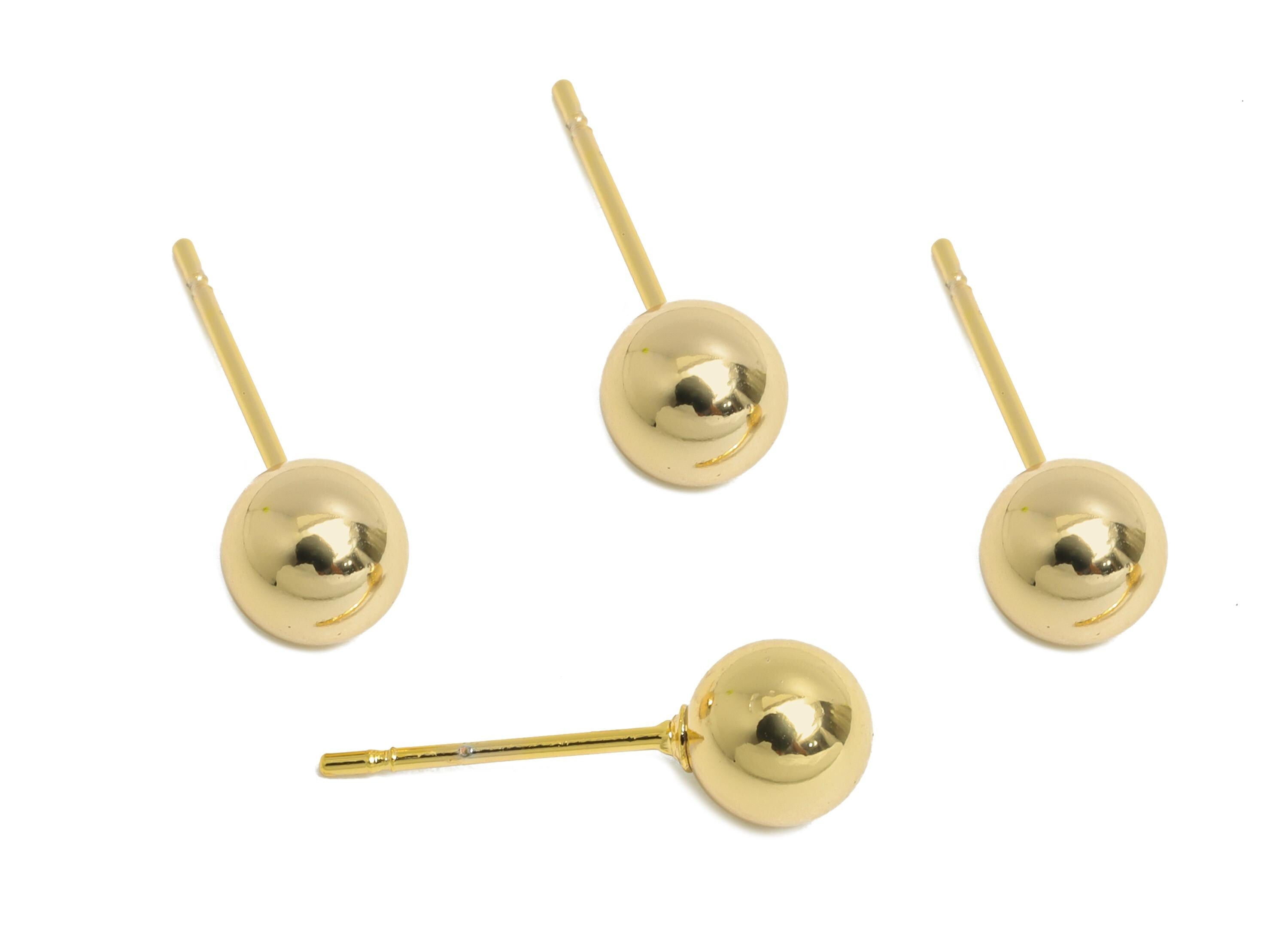6mm Ball Stud Earring - Brass Minimalist Smooth Earring Stud - Modern Sleek Stud Earring - Gold Jewelry - Elegant Simple Jewelry- RGP9403 - DOMEDBAZAAR