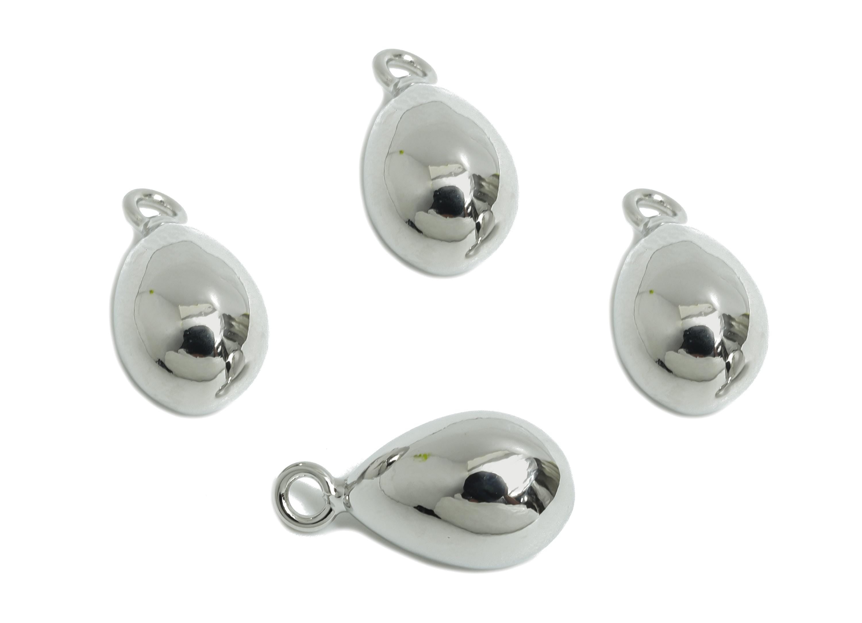 Brass Teardrop Charm - Silver Sleek Earring Charm - Brass Timeless Fashion Geometry Jewelry - 18K Real White Gold Plated - 18x9x9mm-RGP9417S - DOMEDBAZAAR