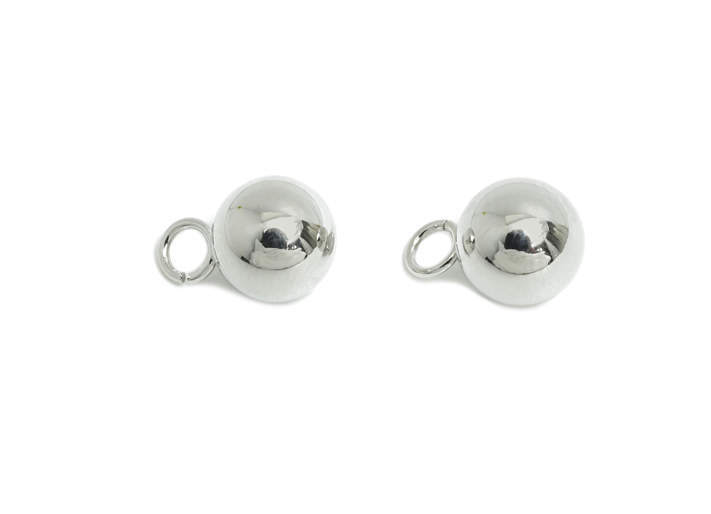 8mm Ball Pendant Earring - Brass Sleek Earring Charm - Brass Modern Minimalist Geometry Jewelry - 18K Real White Gold Plated - RGP9423S - DOMEDBAZAAR