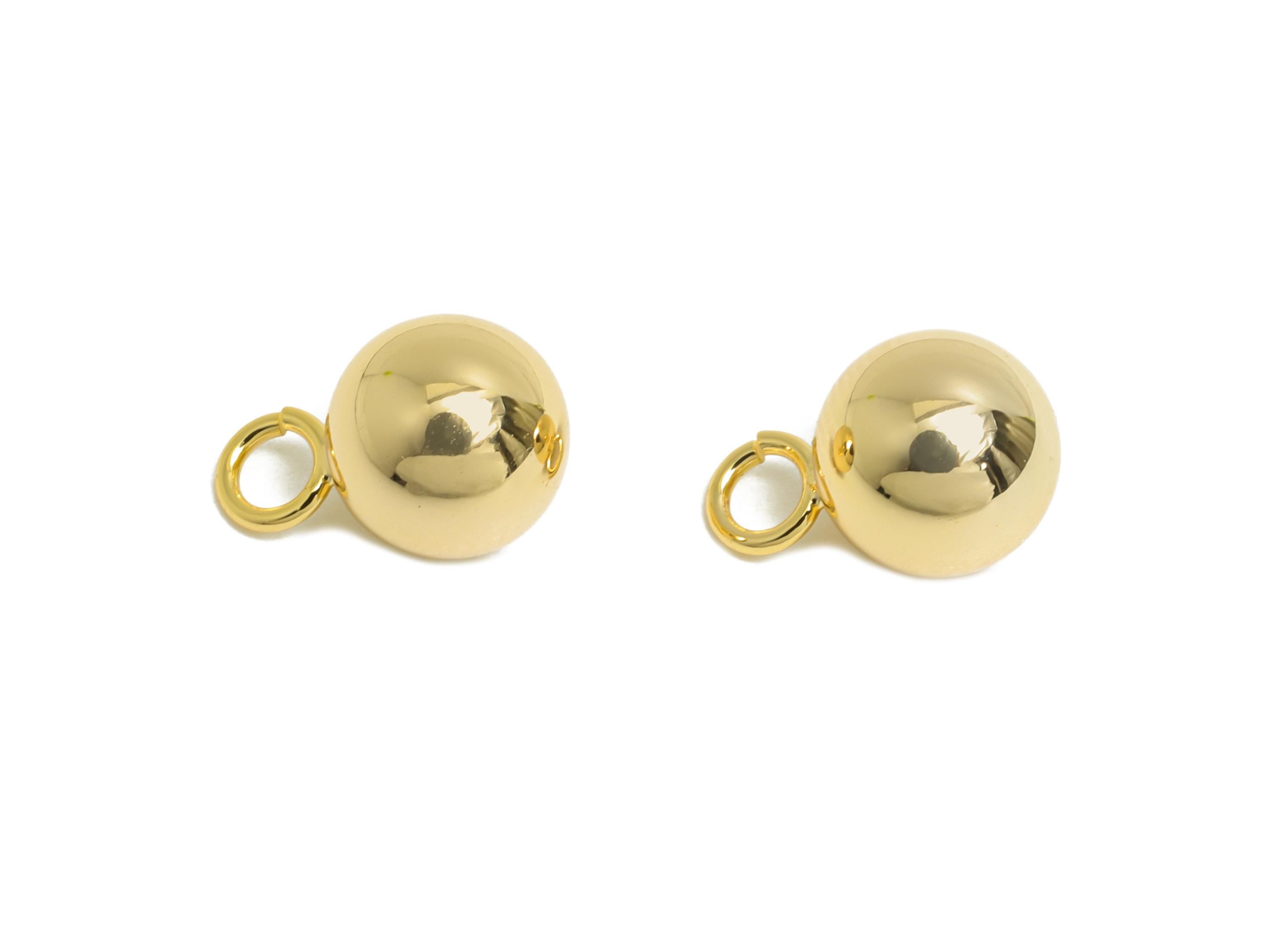 8mm Gold Ball Pendant Earring - Gold Sleek Earring Charm - Brass Modern Minimalist Geometry Jewelry - 18K Real Gold Plated - RGP9423 - DOMEDBAZAAR