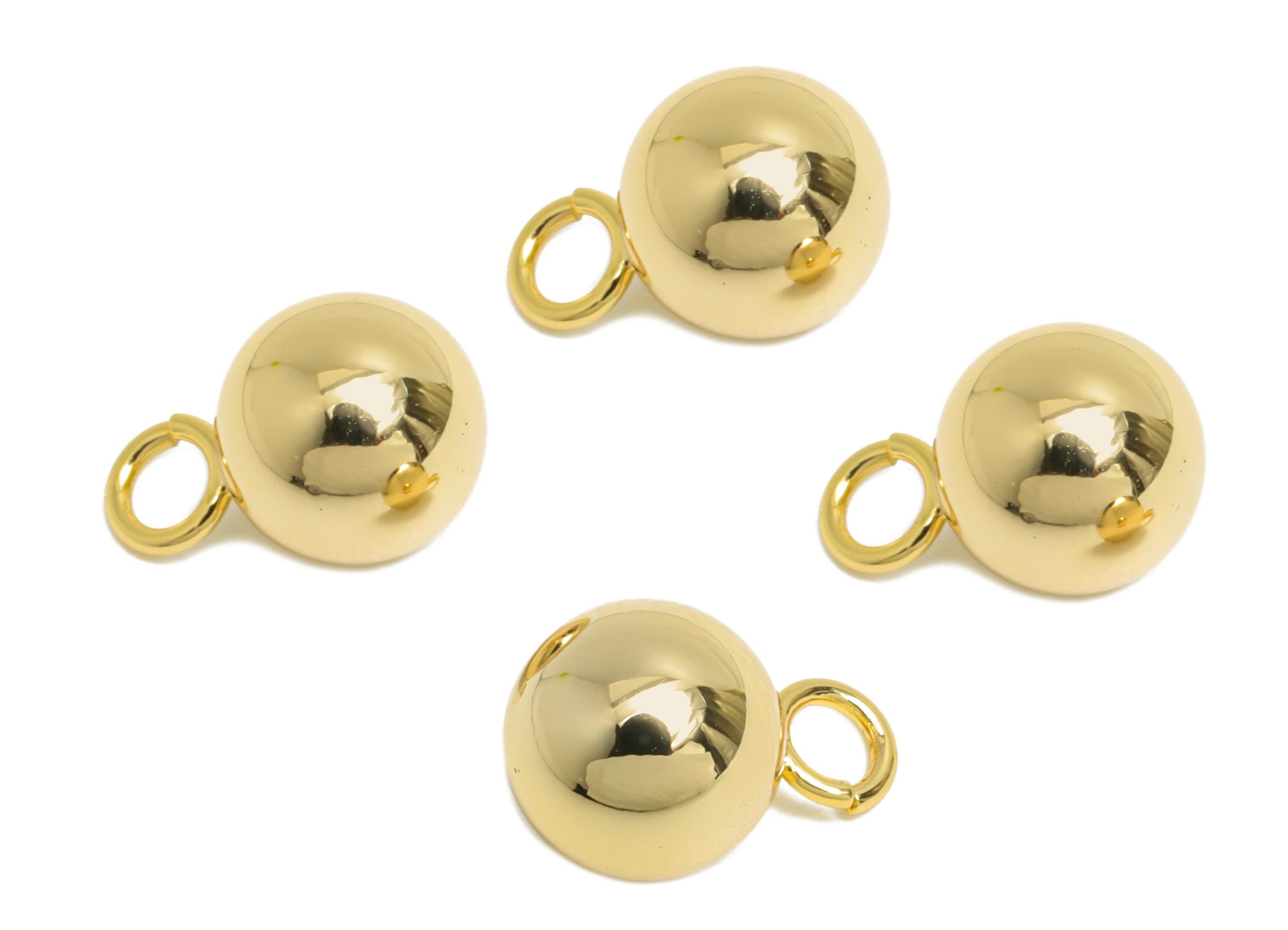 8mm Gold Ball Pendant Earring - Gold Sleek Earring Charm - Brass Modern Minimalist Geometry Jewelry - 18K Real Gold Plated - RGP9423 - DOMEDBAZAAR
