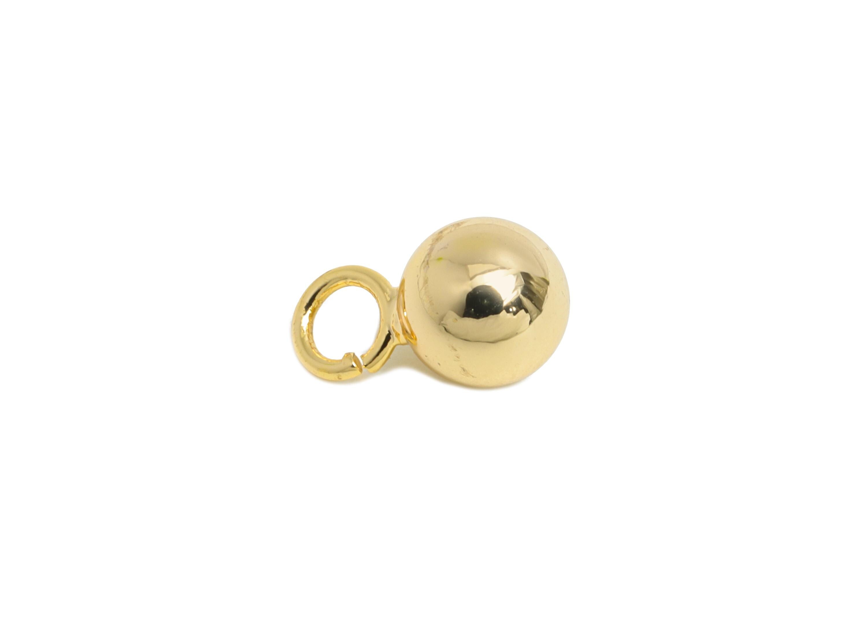 6mm Gold Ball Pendant Earring - Gold Sleek Earring Charm - Brass Modern Minimalist Geometry Jewelry - 18K Real Gold Plated - RGP9422 - DOMEDBAZAAR