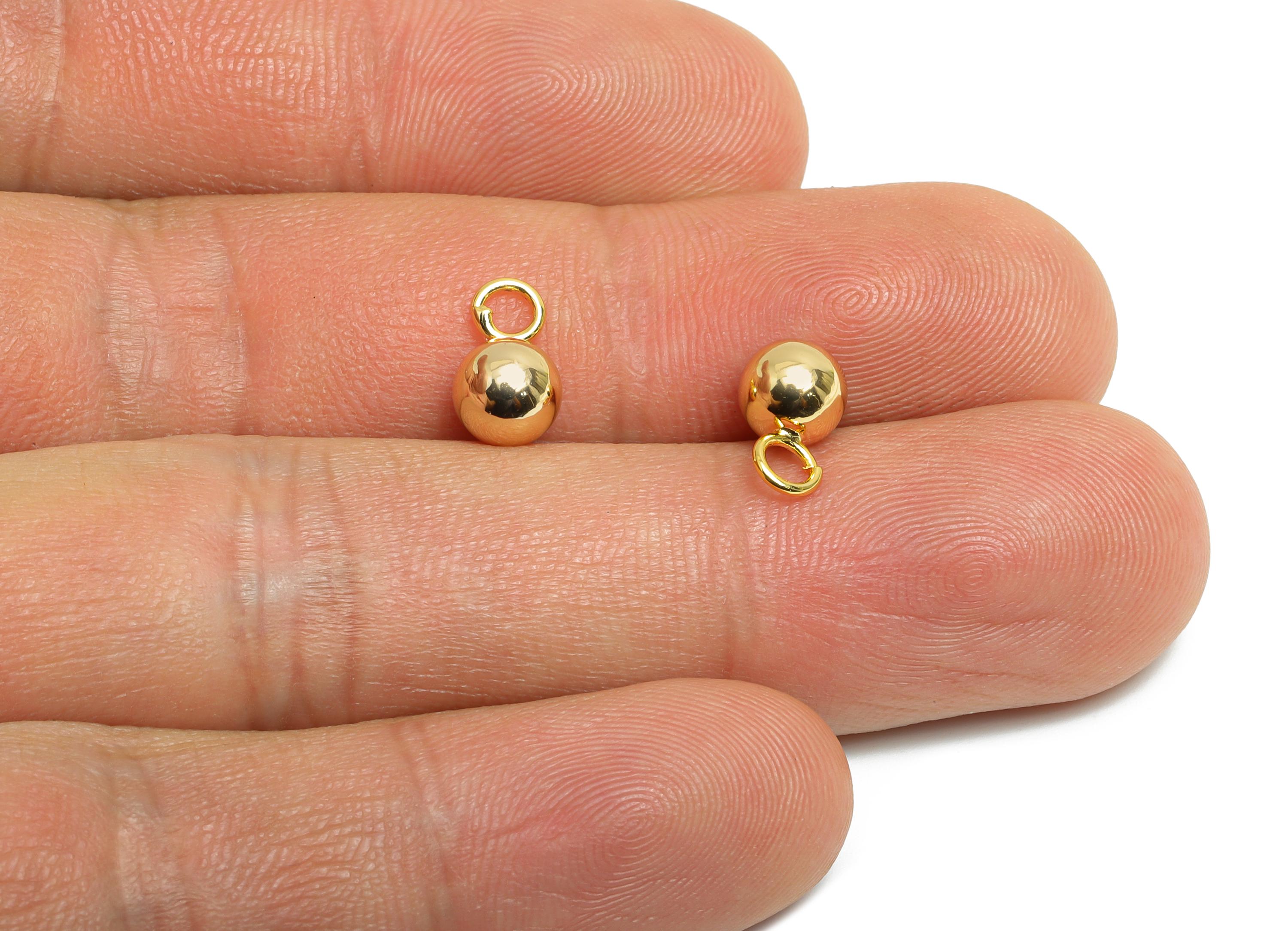 6mm Gold Ball Pendant Earring - Gold Sleek Earring Charm - Brass Modern Minimalist Geometry Jewelry - 18K Real Gold Plated - RGP9422 - DOMEDBAZAAR