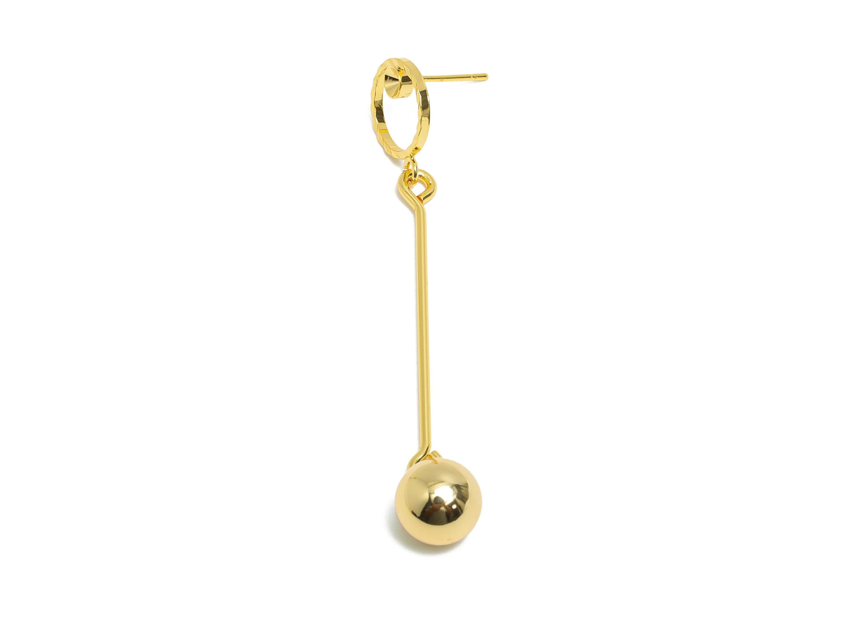 Long Bar Dangle Earring - Brass Linear Drop Earring Stud - Modern Dangle Earring - Gold Jewelry - 18k Real Gold Plating - 68x12x9mm -RGP9399 - DOMEDBAZAAR