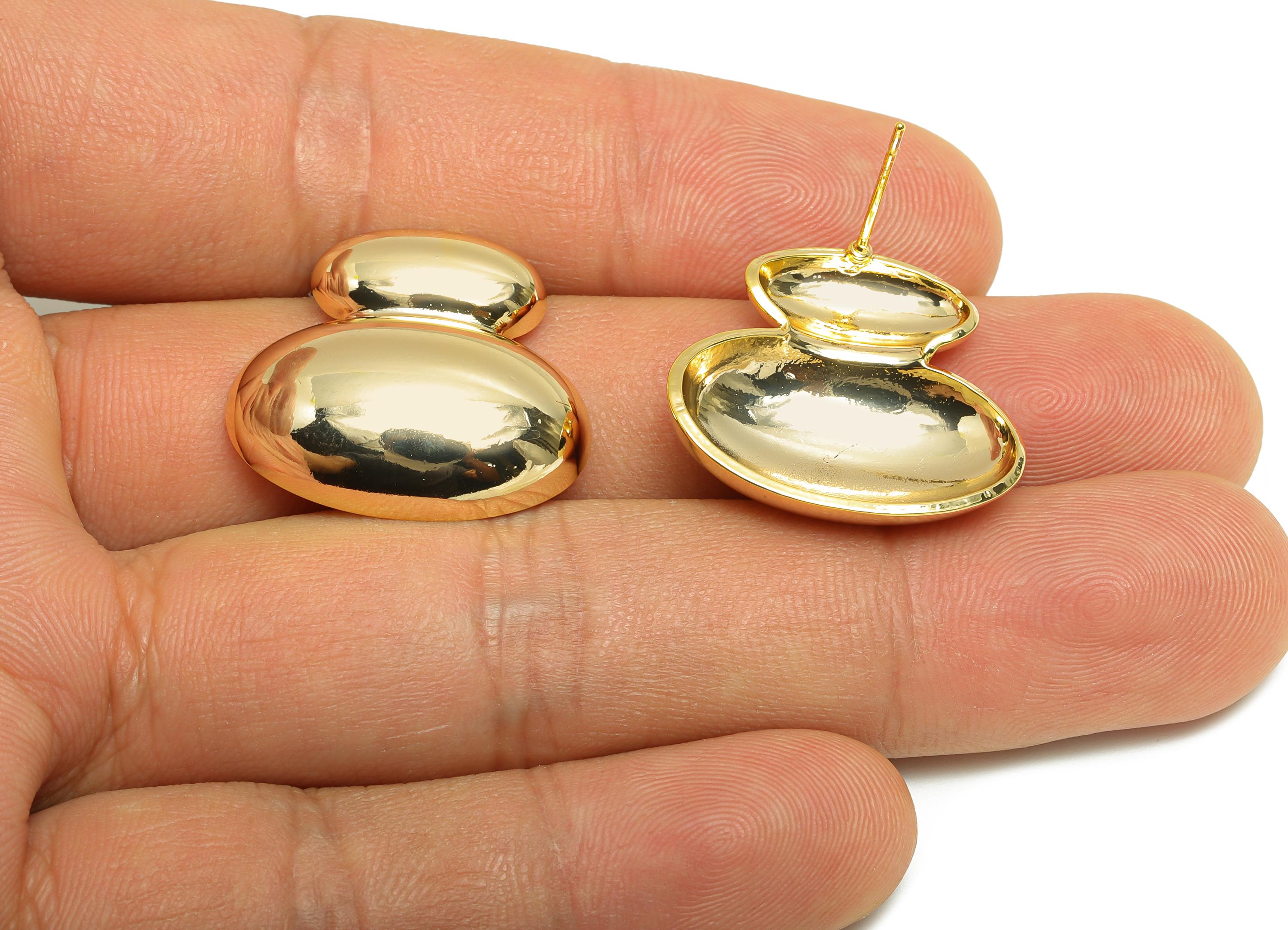 Unique Bubble Stud Earring - Brass Geometry Modern Earring Stud - Contemporary Chic Dome Earring - Gold Tone Plating - 22x23x5mm - RGP10090 - DOMEDBAZAAR