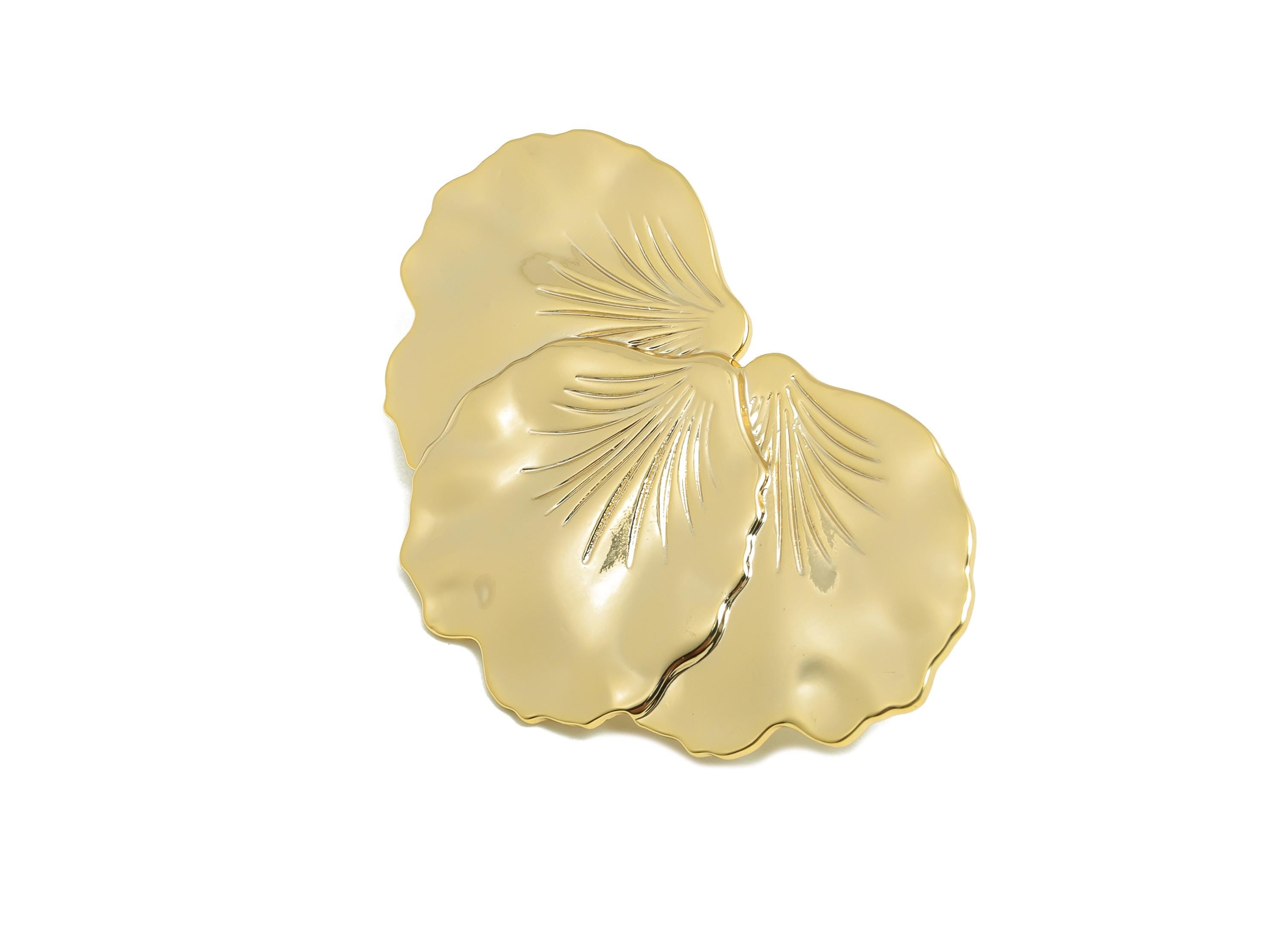 Delicate Leaf Earring Post - Brass Textured Petal with Floral Earring Post - Petal Intricate Floral - Nature Jewelry - 47x29x2mm - RGP10087 - DOMEDBAZAAR