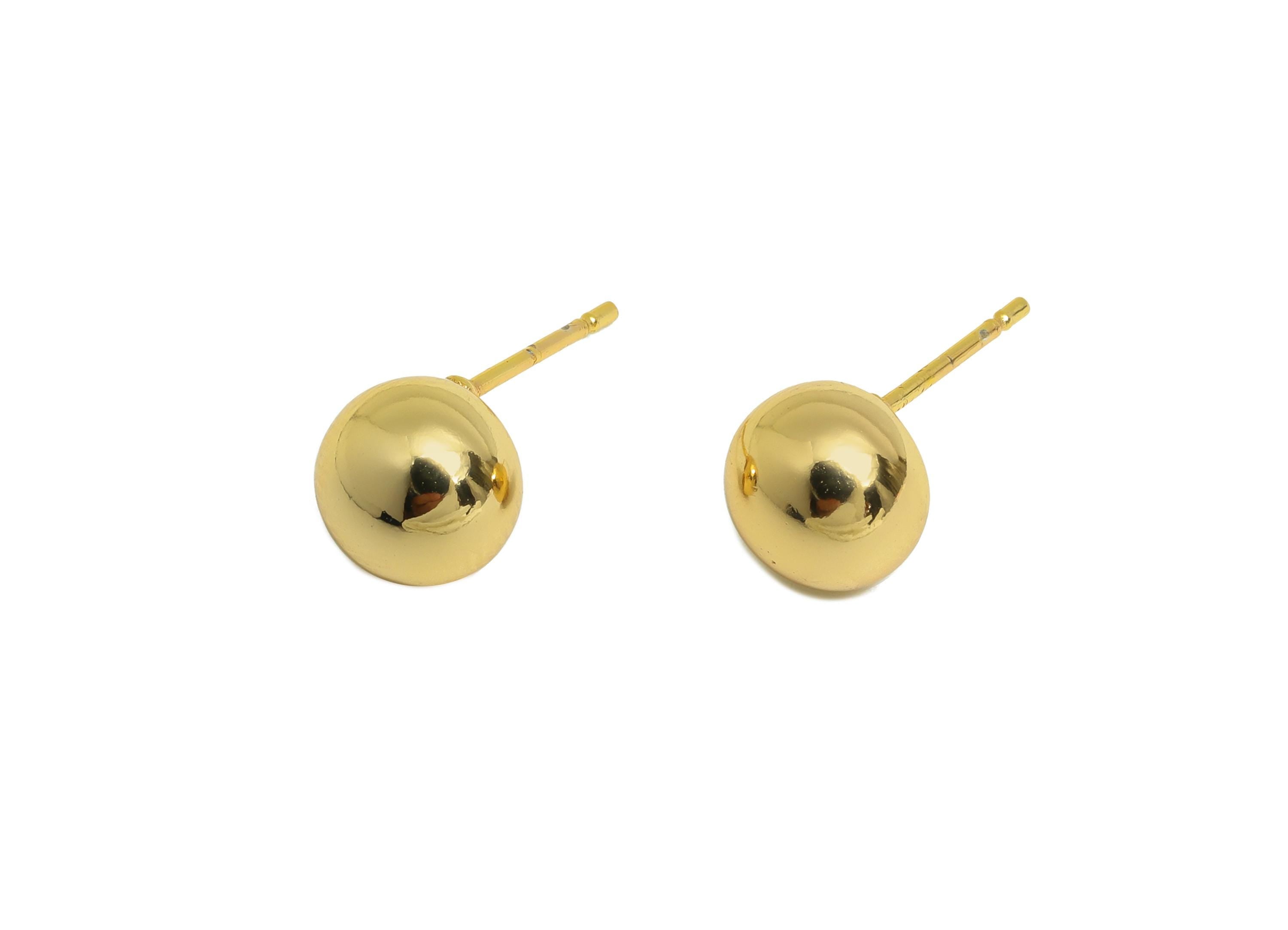 Brass Classic Stud Earring - Brass Minimalist Geometry Earring Post - Everyday Wear Jewelry - Gold Stud Earring - 7.6x7.6x4mm - RGP10120 - DOMEDBAZAAR