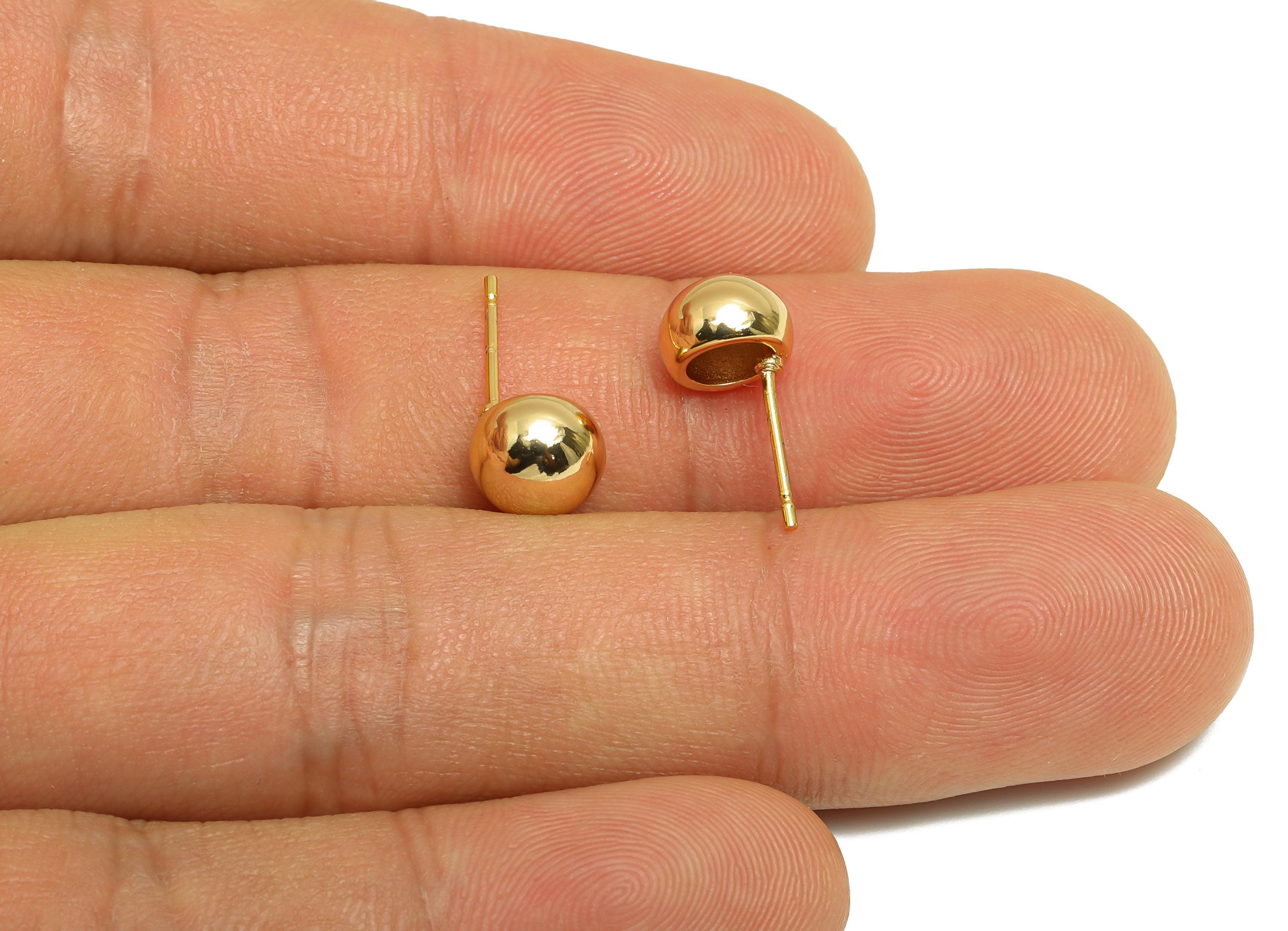 Brass Classic Stud Earring - Brass Minimalist Geometry Earring Post - Everyday Wear Jewelry - Gold Stud Earring - 7.6x7.6x4mm - RGP10120 - DOMEDBAZAAR
