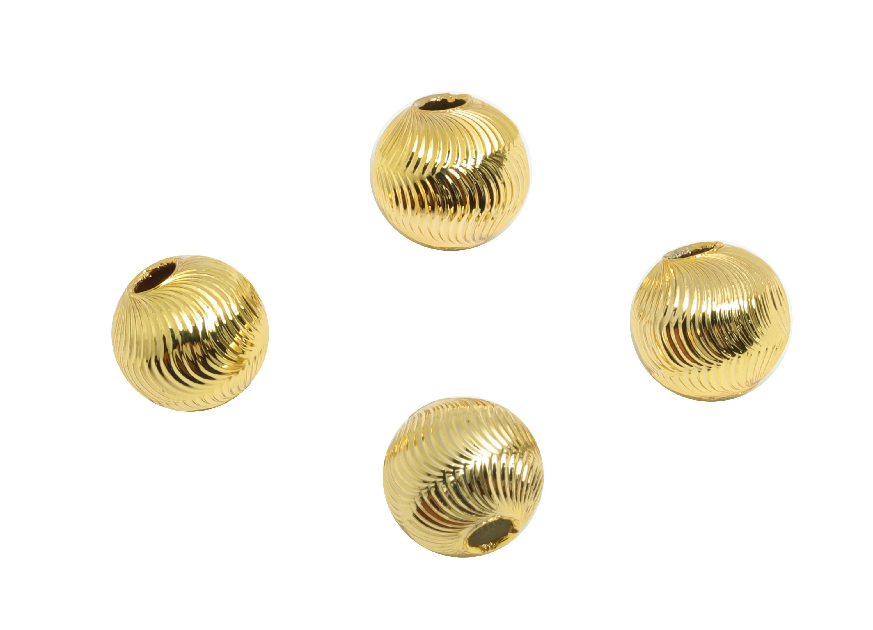 5.4mm Gold Textured Beads - Brass Metal  Space Beads for Necklace - Gold Hollow Spherical Bead - Textured Ball Bead - 6x5.4x5mm - RGP10139 - DOMEDBAZAAR