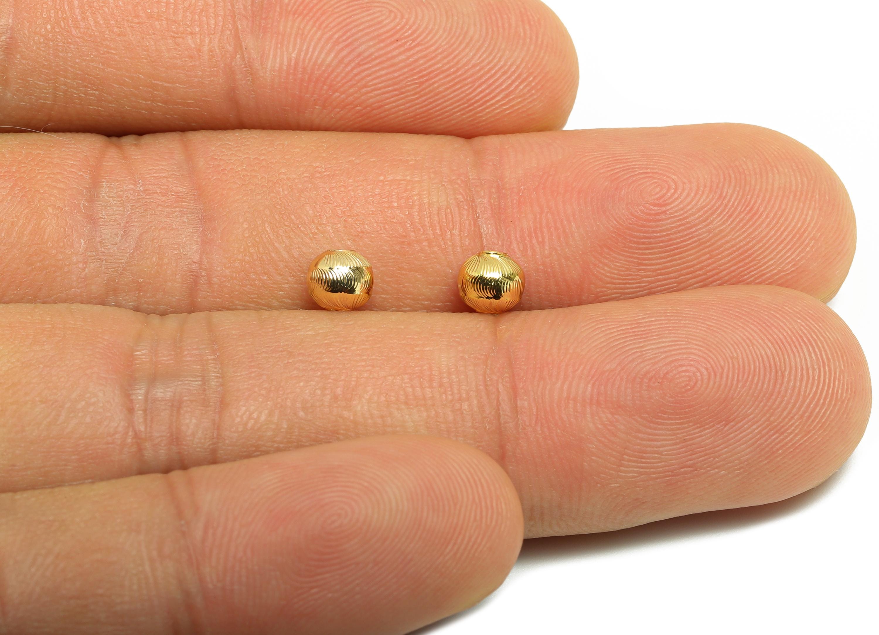 4mm Gold Textured Beads - Brass Metal  Space Beads for Necklace - Gold Hollow Spherical Bead - Textured Ball Bead - 5x4x4mm - RGP10138 - DOMEDBAZAAR
