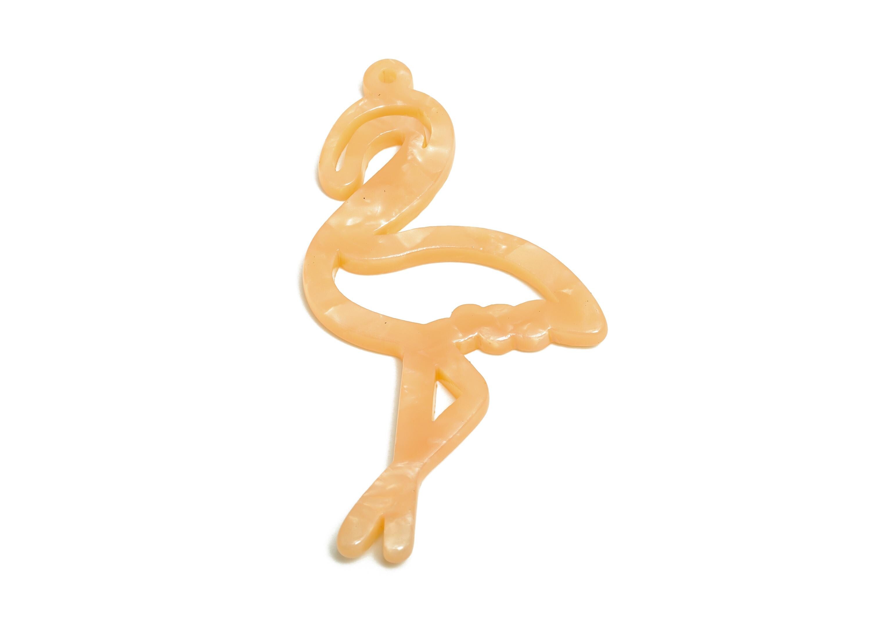 Acetic Acid Flamingo Charm - Tropical Animal Charm - DIY Flamingo Charm - Handmade Accessory - Artisan Component - 64x33x2.84mm - AC1337-A53 - DOMEDBAZAAR