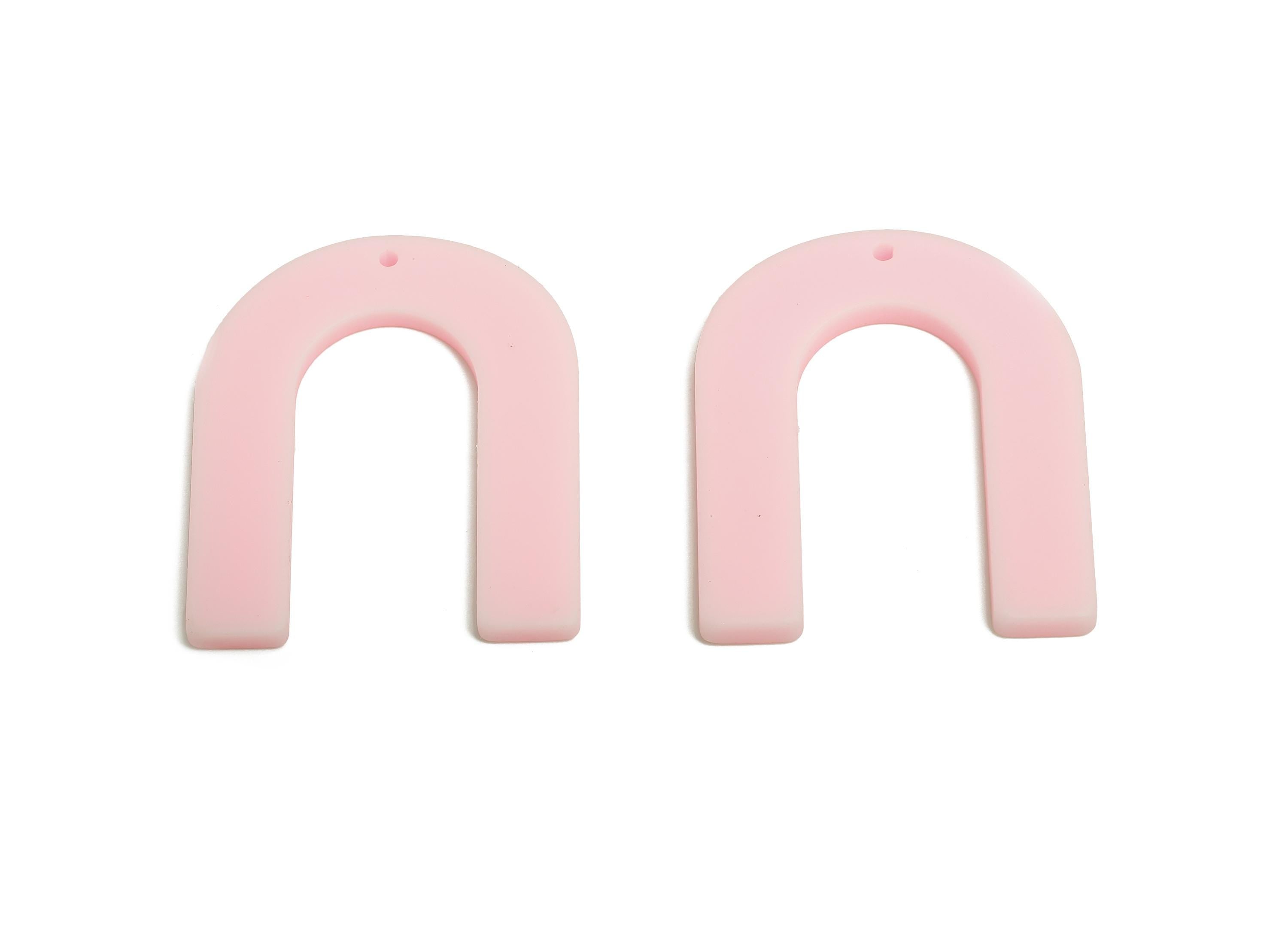 Acrylic Pastel Pink Charm - Acrylic Horseshoe Shape Charm - Modern Jewelry - Handmade Accessory - Craft Supplies - 32x26x2mm - AC2634-A473 - DOMEDBAZAAR