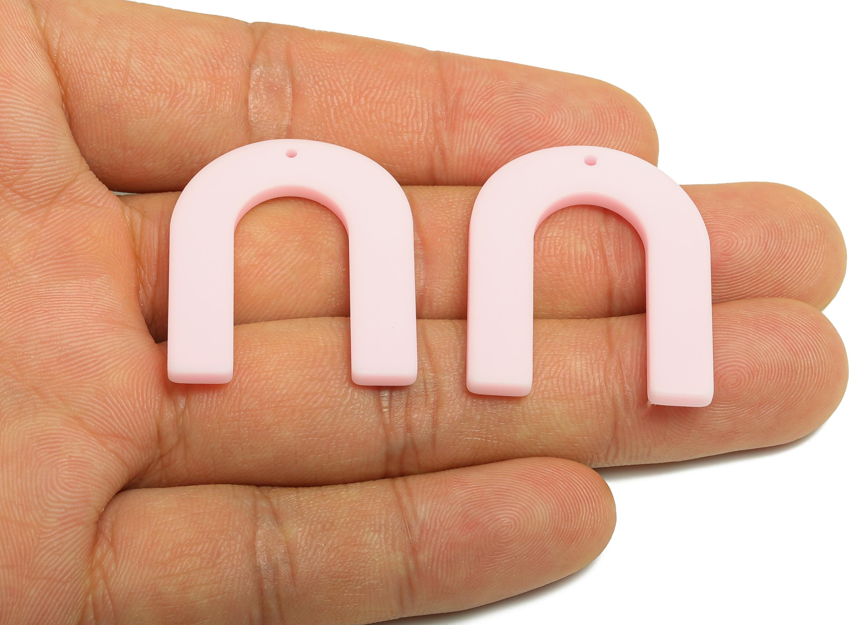 Acrylic Pastel Pink Charm - Acrylic Horseshoe Shape Charm - Modern Jewelry - Handmade Accessory - Craft Supplies - 32x26x2mm - AC2634-A473 - DOMEDBAZAAR