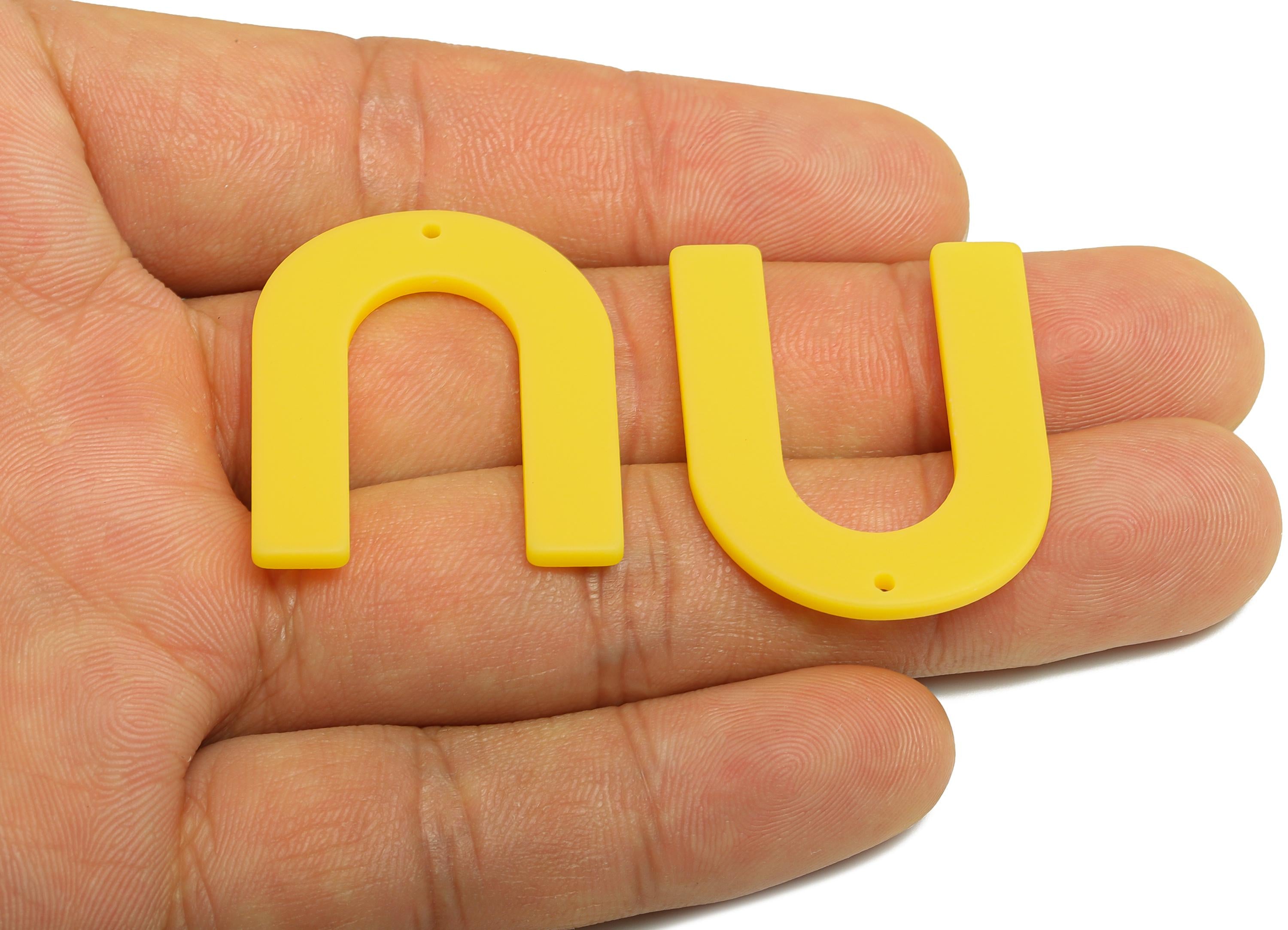 Acrylic Yellow Charm - Acrylic Horseshoe Shape Charm - Modern Jewelry - Handmade Accessory - Craft Supplies - 32x26x2mm - AC2634-A474 - DOMEDBAZAAR