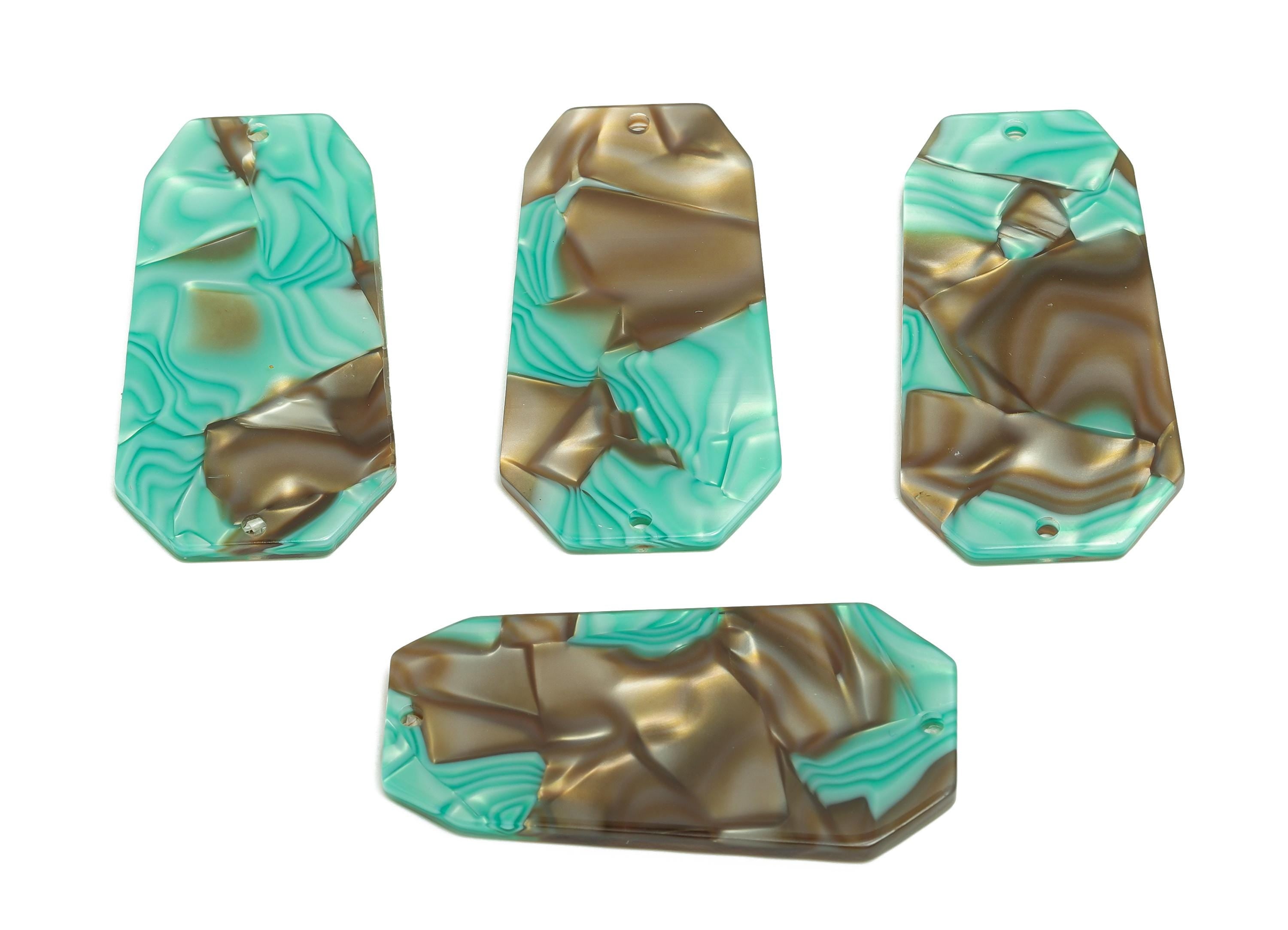 PVC Octagonal Charm - DIY Jewelry Geometric Connector - Modern Jewelry - Handmade Accessory  - Marbled Pattern - 45x23x2.35mm - AC2637-A1047 - DOMEDBAZAAR