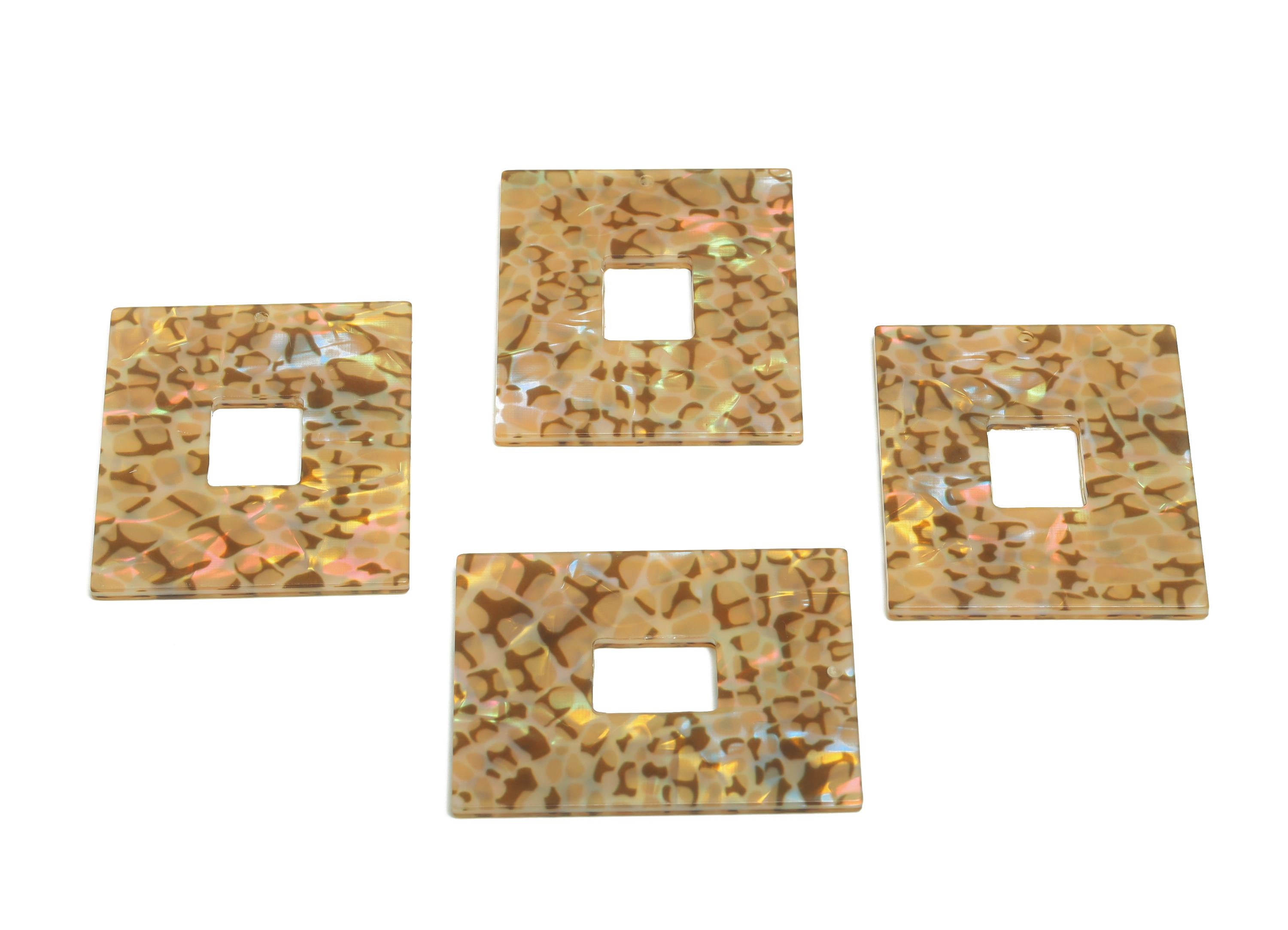 PVC Tortoiseshell Charm - Iridescent Shimmering Effect Charm - Modern Jewelry - Handmade Accessory - 48.92x39.65x2mm - AC2614-A1049 - DOMEDBAZAAR