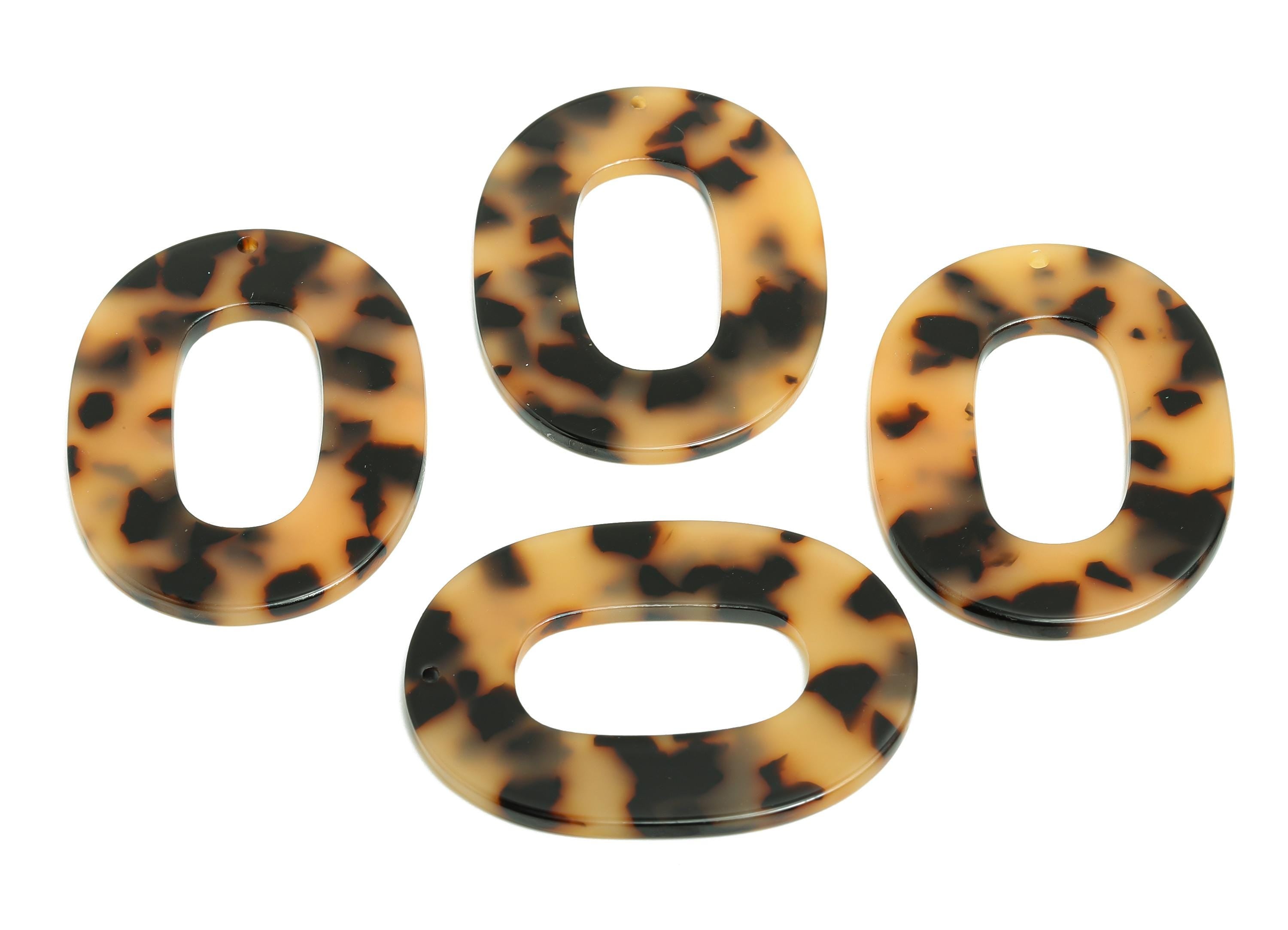 Acetic Acid Tortoise Shell Charm - Oval DIY Charm - Geometric Jewelry - Handmade Accessory - DIY Accessories - 47x34x2mm - AC1065-A369 - DOMEDBAZAAR